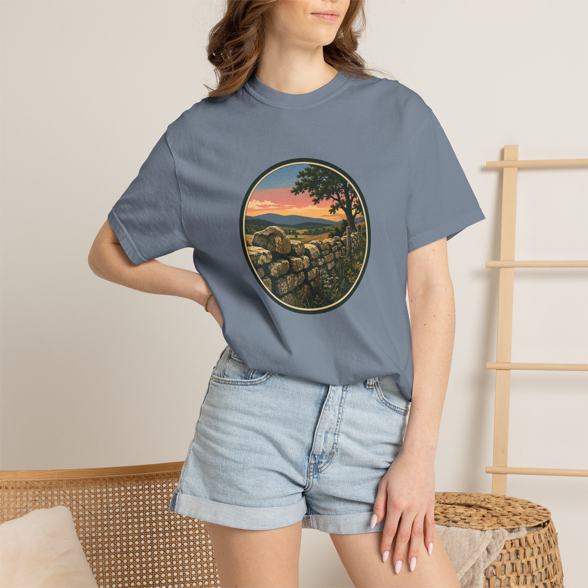 Sunset Stone Wall Circle T-Shirt