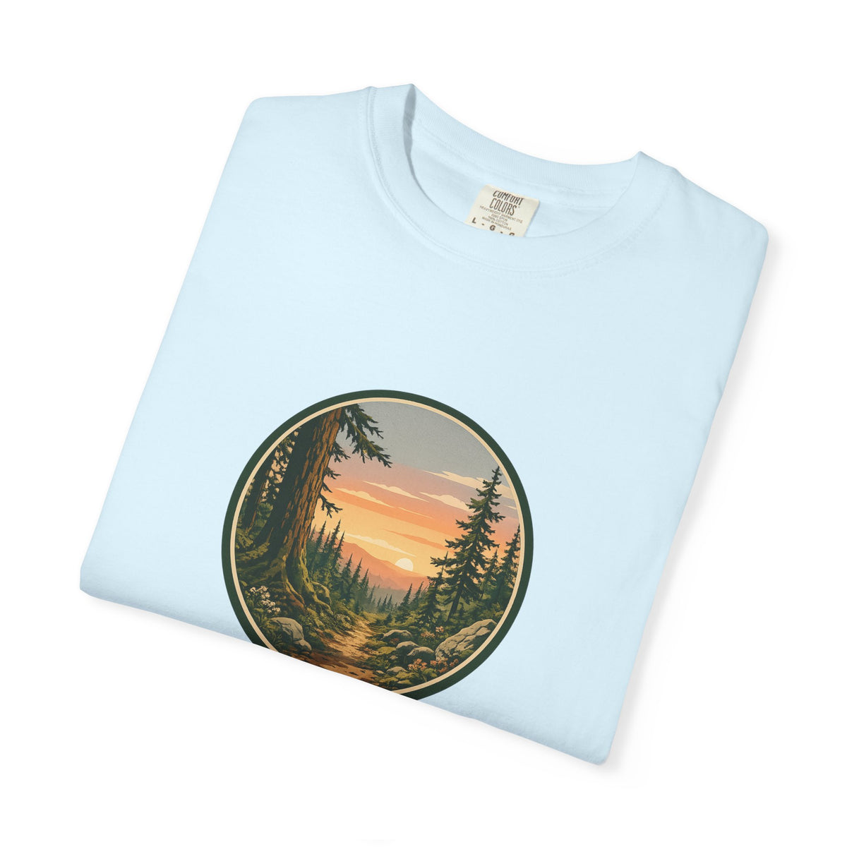Sunset Hiking Trail Circle T-Shirt — Scenic Mountain Trail Tee
