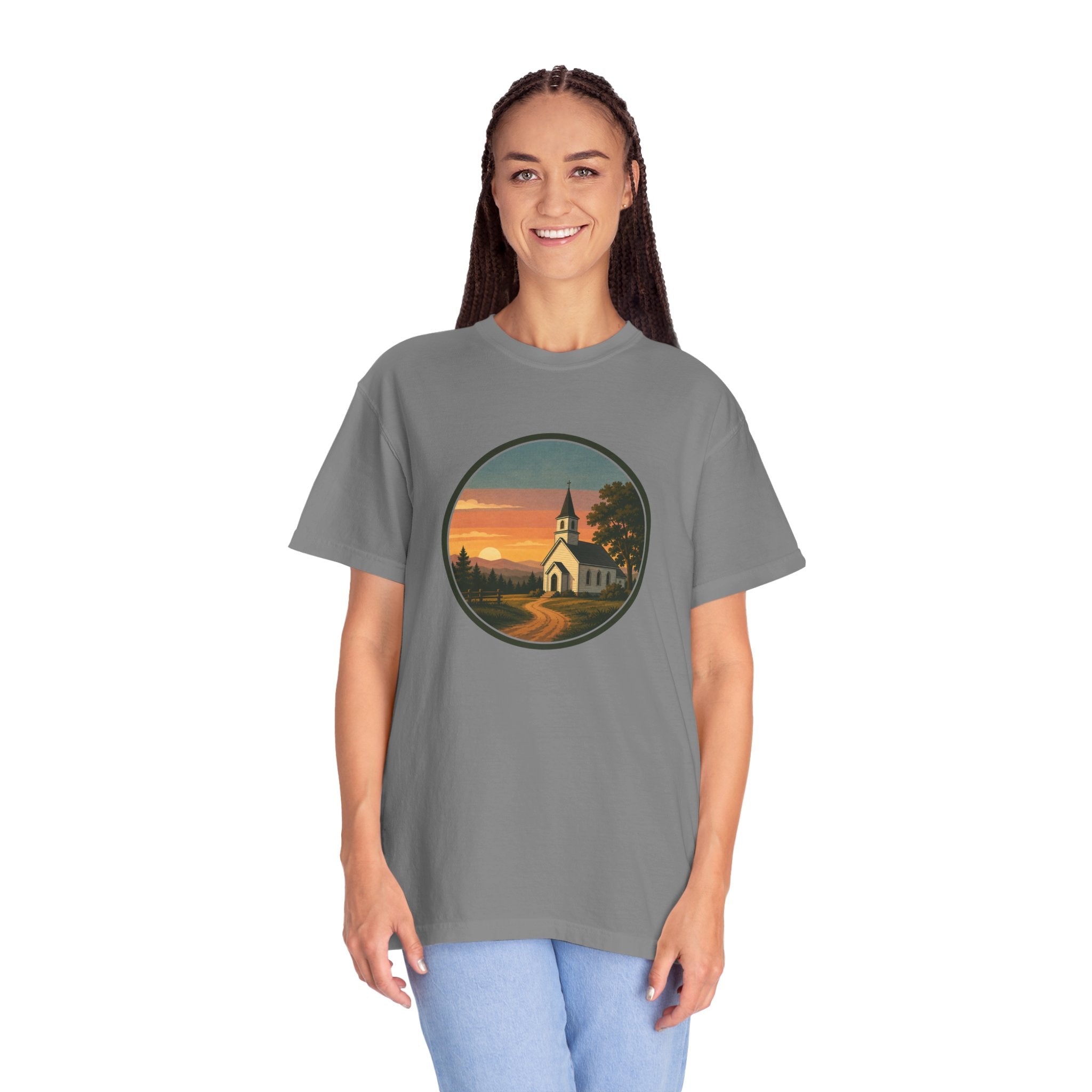 Vintage Church Sunset T-Shirt
