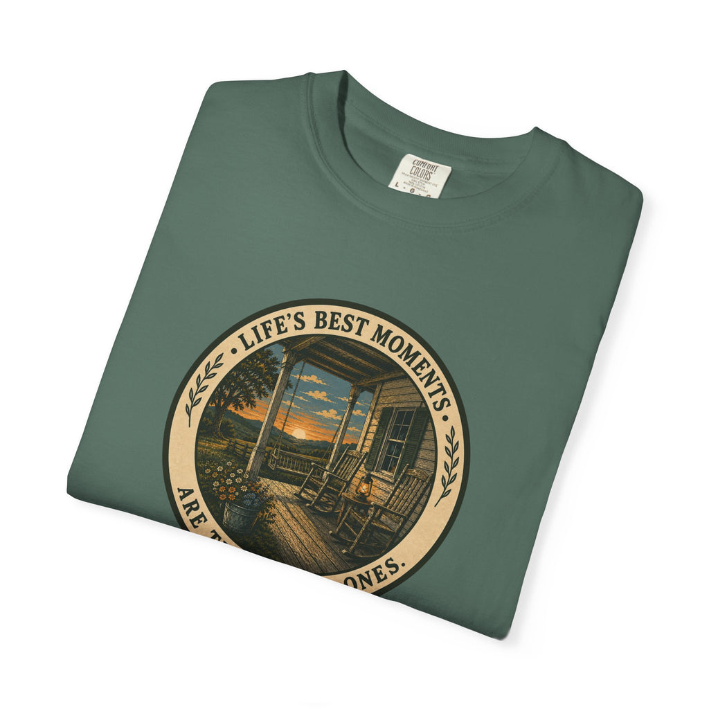 'Life's Best Moments Are the Simple Ones' Sunset Porch Graphic T-Shirt