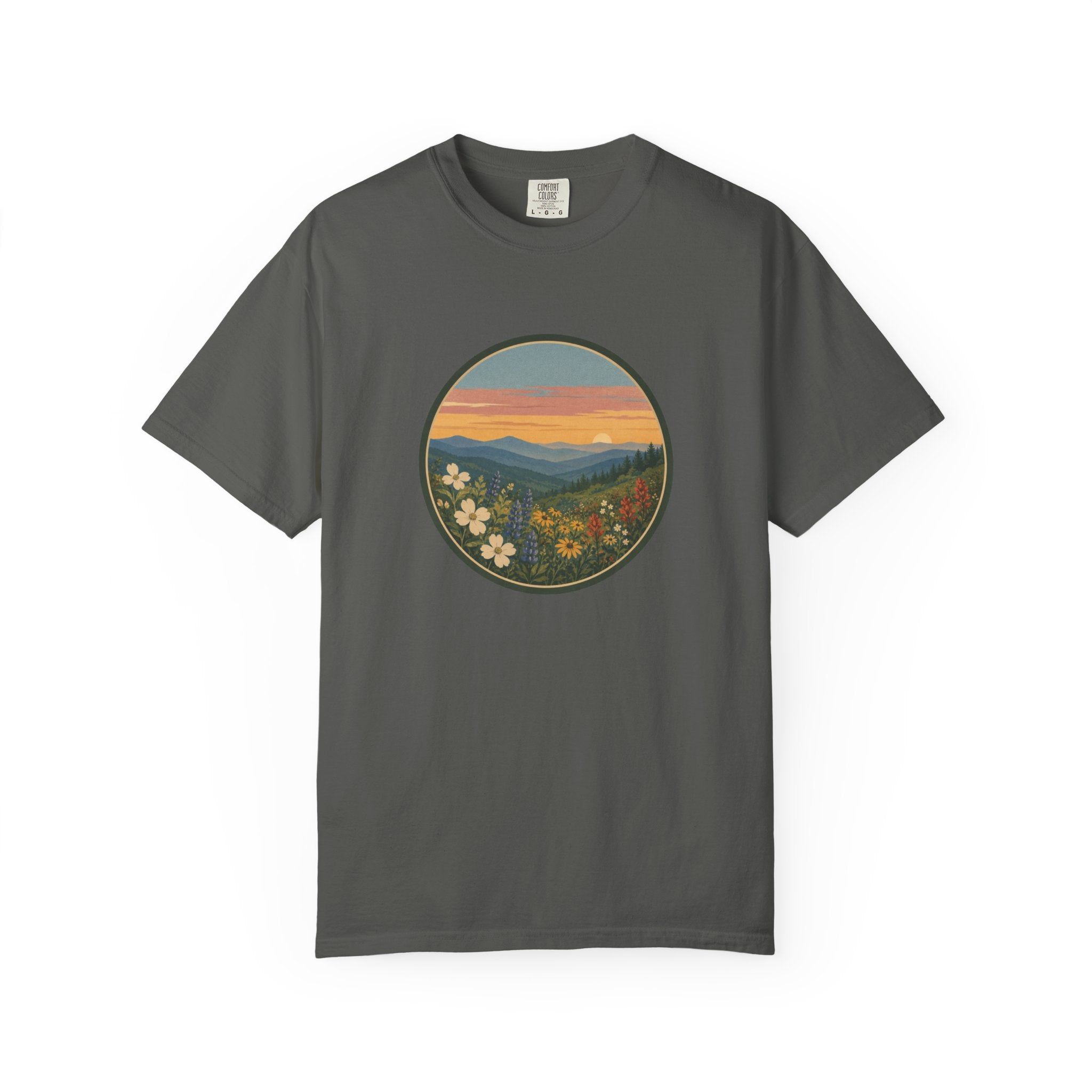 Scenic Sunset Mountain Wildflower T-Shirt
