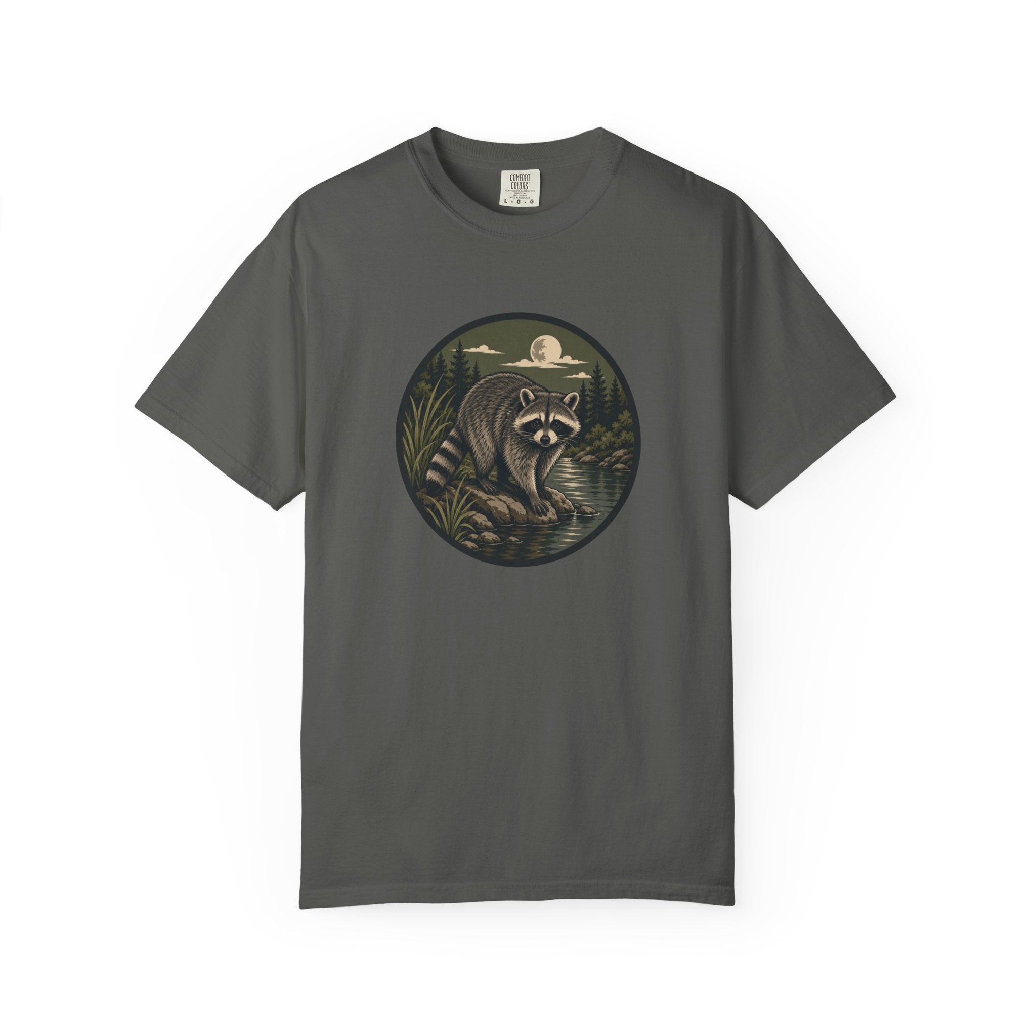 Raccoon Moonlight T-Shirt — Night Forest Wildlife Graphic Tee