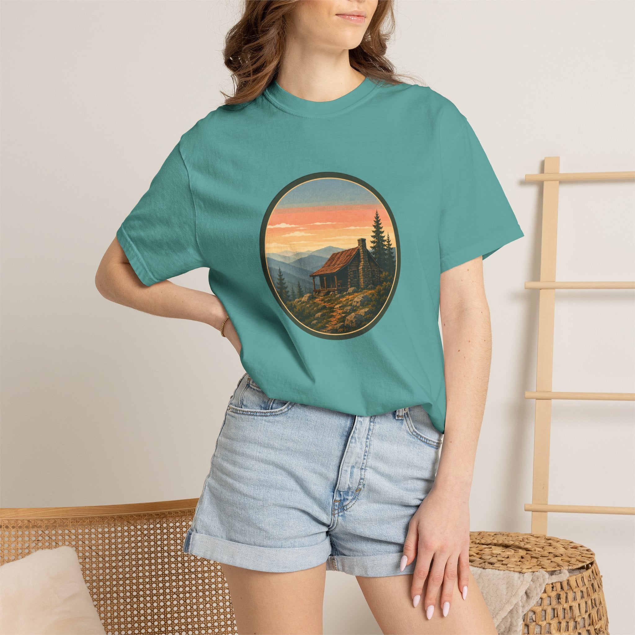 Sunset Cabin Mountain T-Shirt