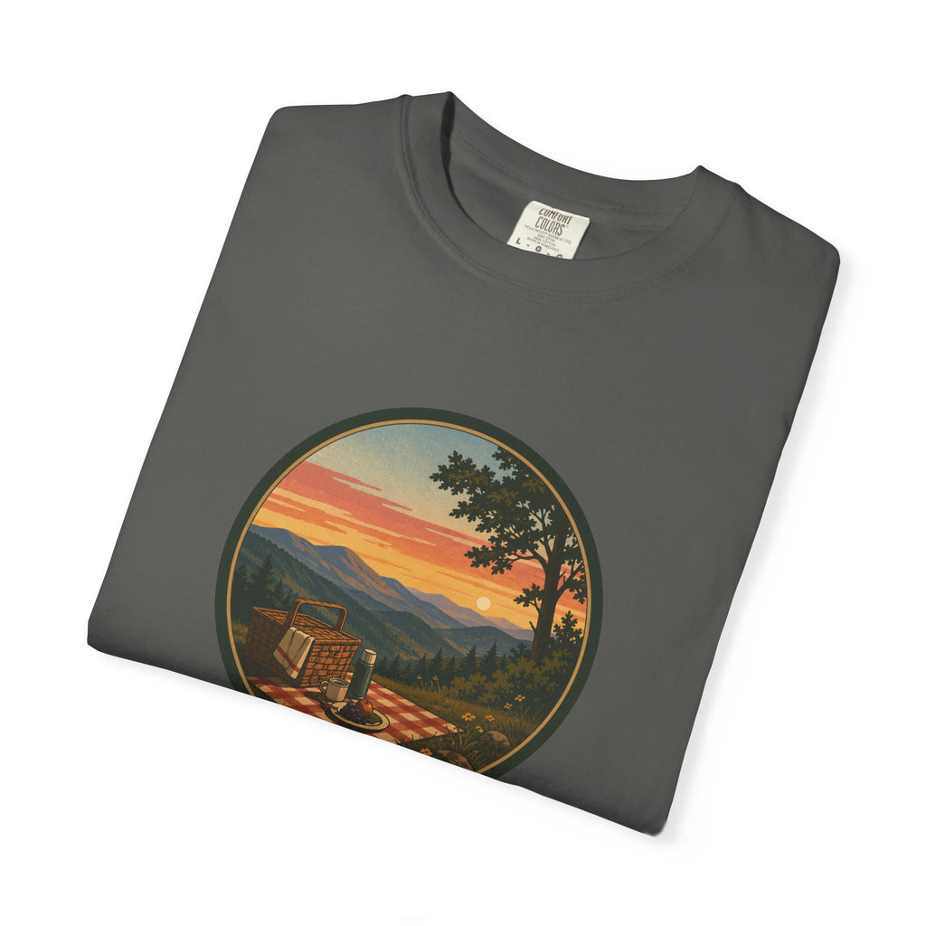 Sunset Picnic Tee — Scenic Mountain Picnic T-Shirt