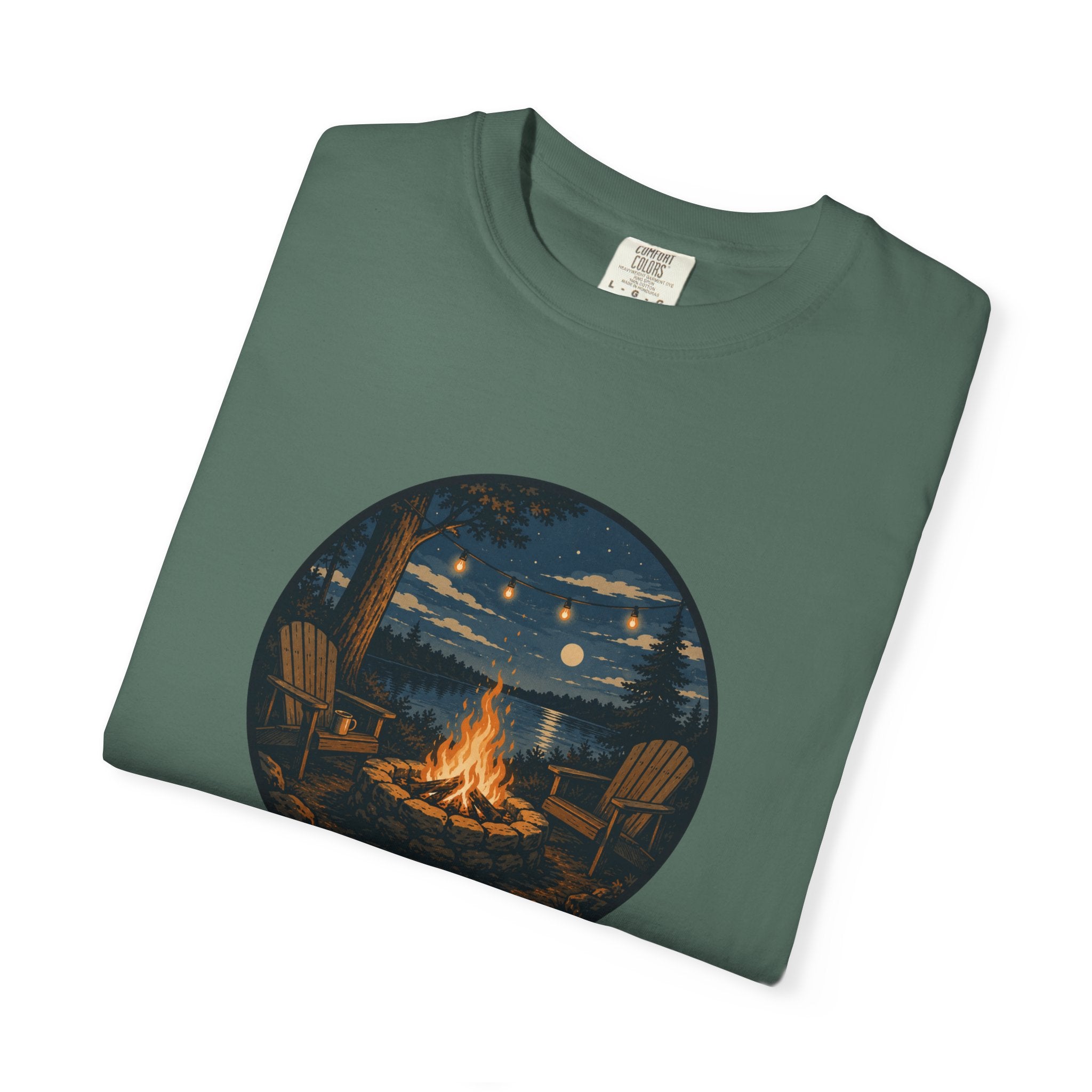 Campfire Night T-Shirt — Cozy Lakeside Bonfire Design