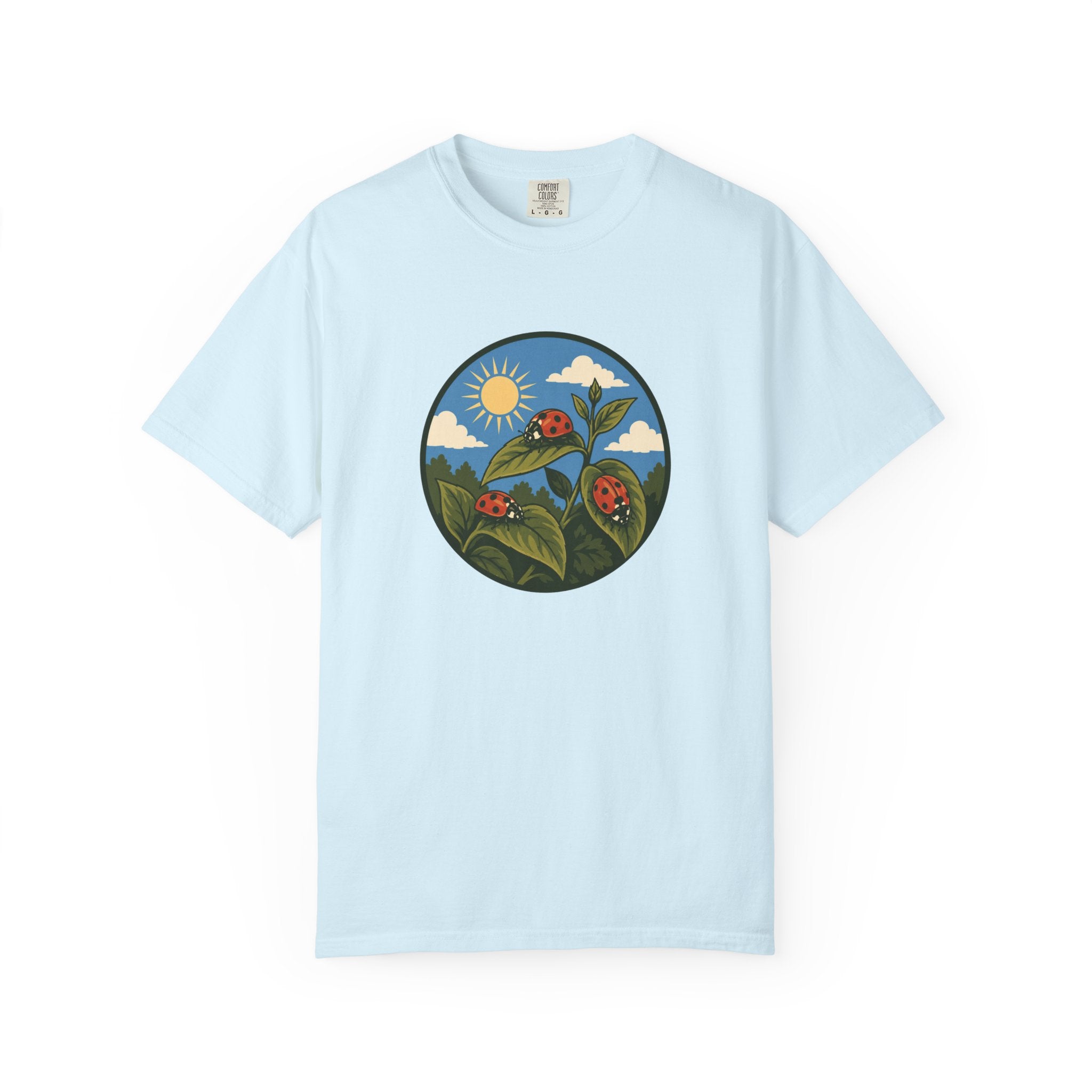 Ladybug Garden T-Shirt — Floral Nature Graphic Tee