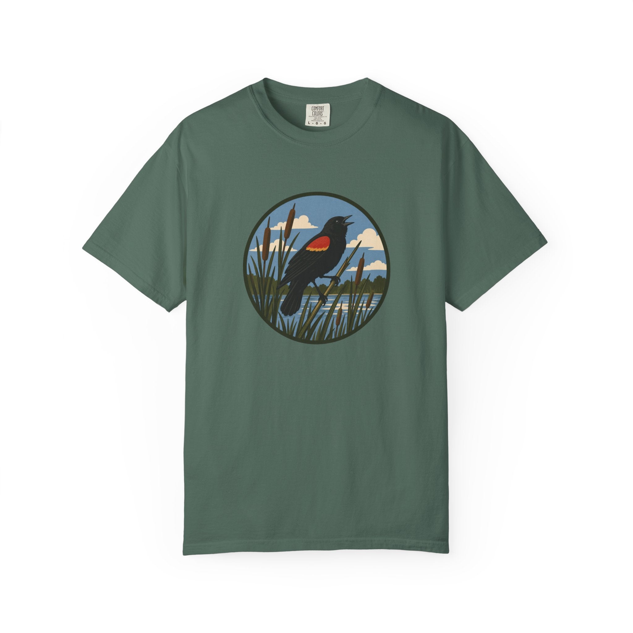 Red-winged Blackbird Graphic Tee — Marsh Bird Nature T-Shirt