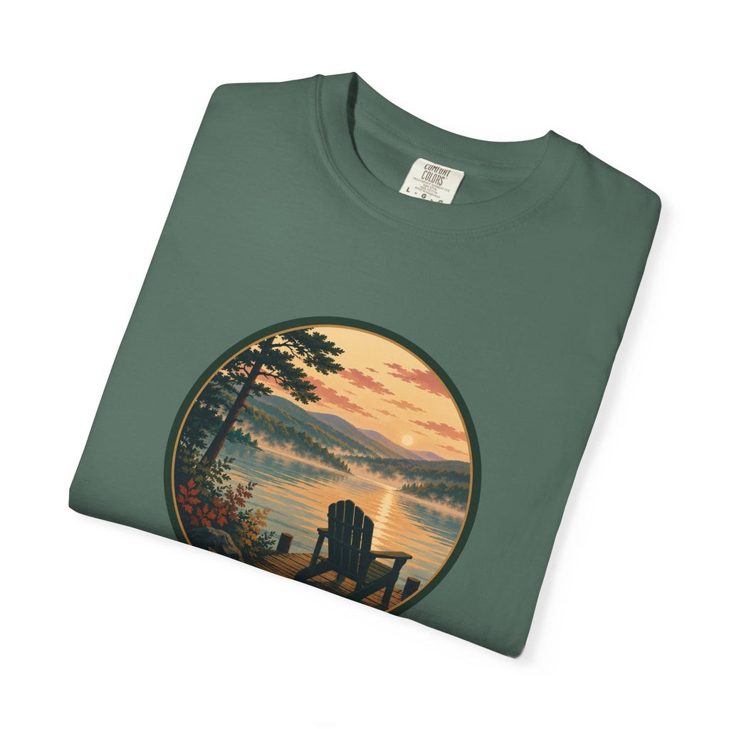 Lakeside Sunrise T-Shirt — Adirondack Chair at Sunrise Graphic Tee