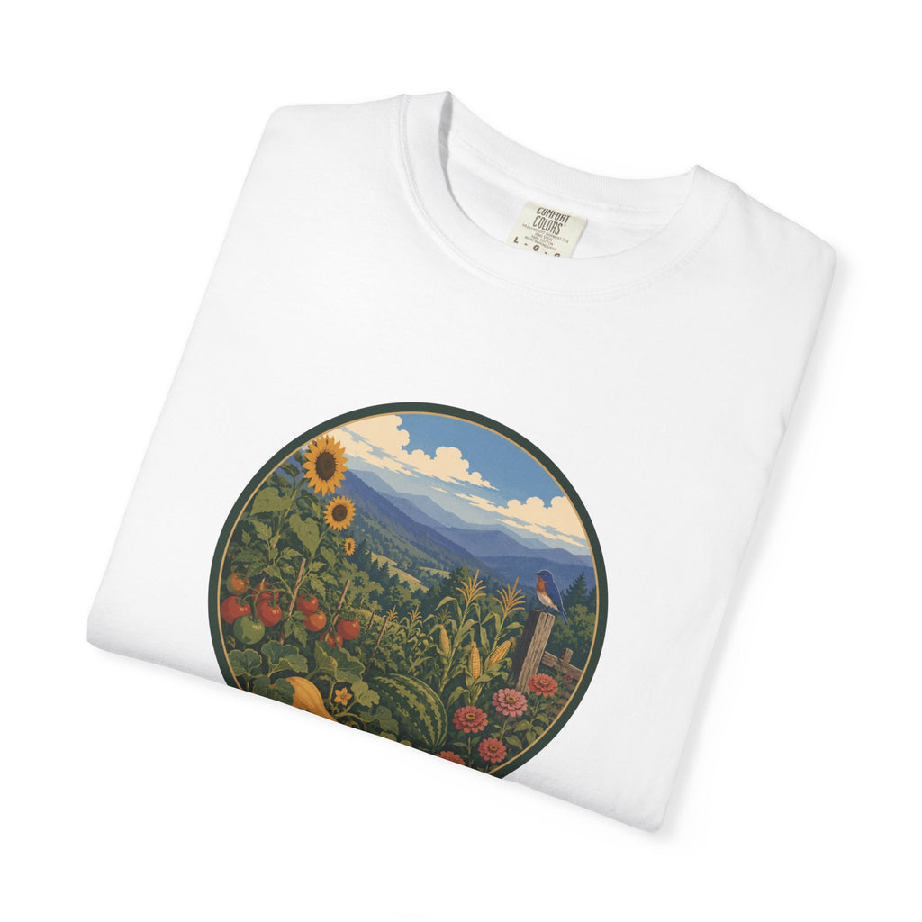 Scenic Garden Circle T-Shirt — Mountain Meadow Fresh Vegetables Graphic Tee