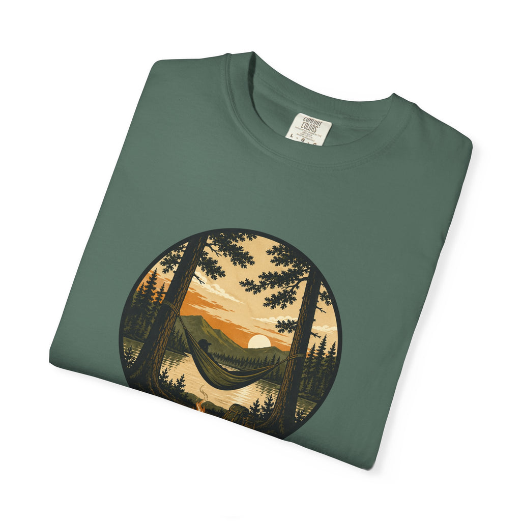 Vintage Mountain Lake T-Shirt — Sunset Forest Camper Tee
