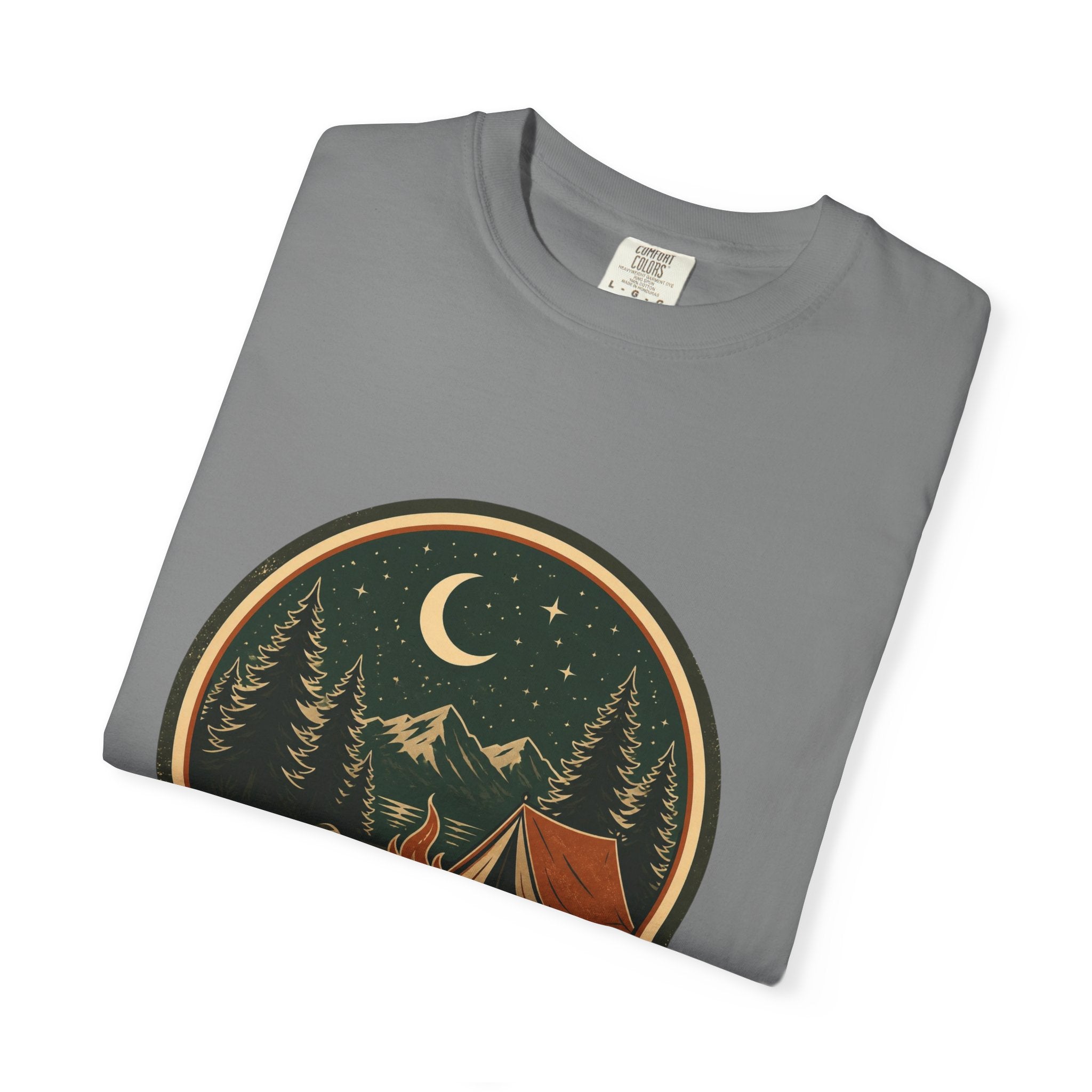 Camping Night T-Shirt — Retro Campfire & Tent Graphic