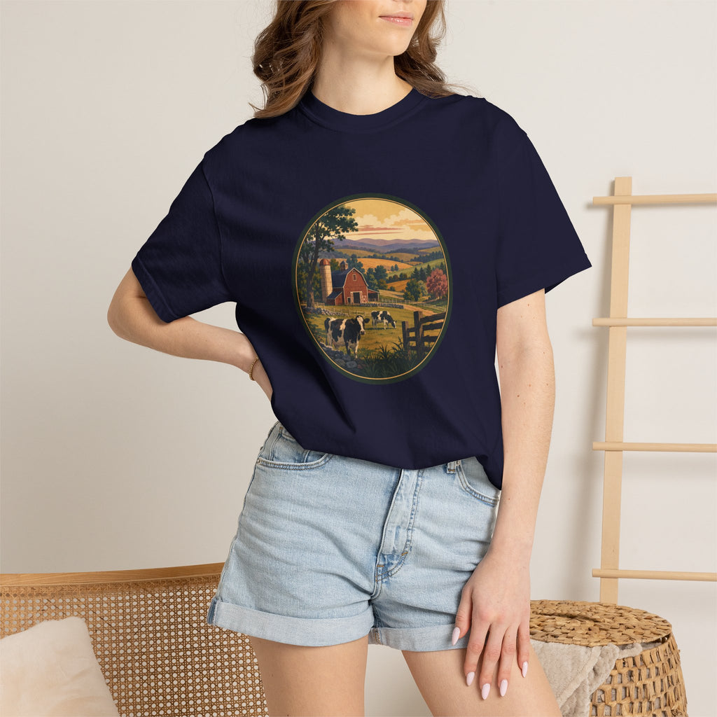 Vintage Country Dairy Farm Scene T-Shirt