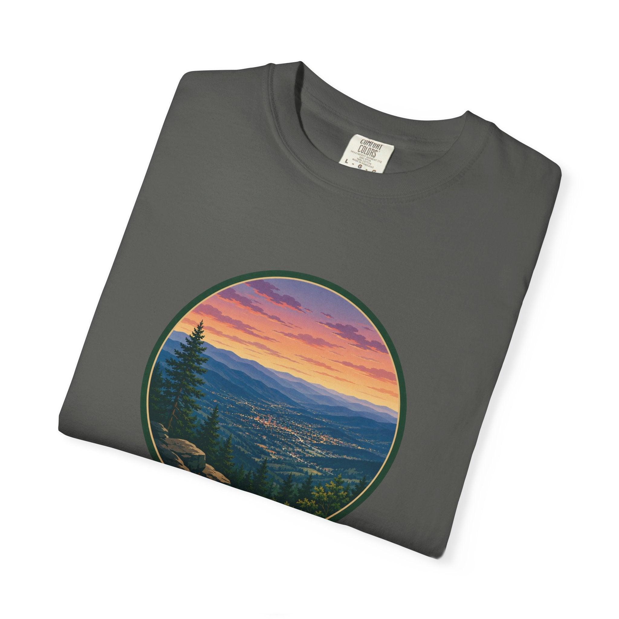Sunset Mountain T-Shirt - Night Life Below Circle Graphic