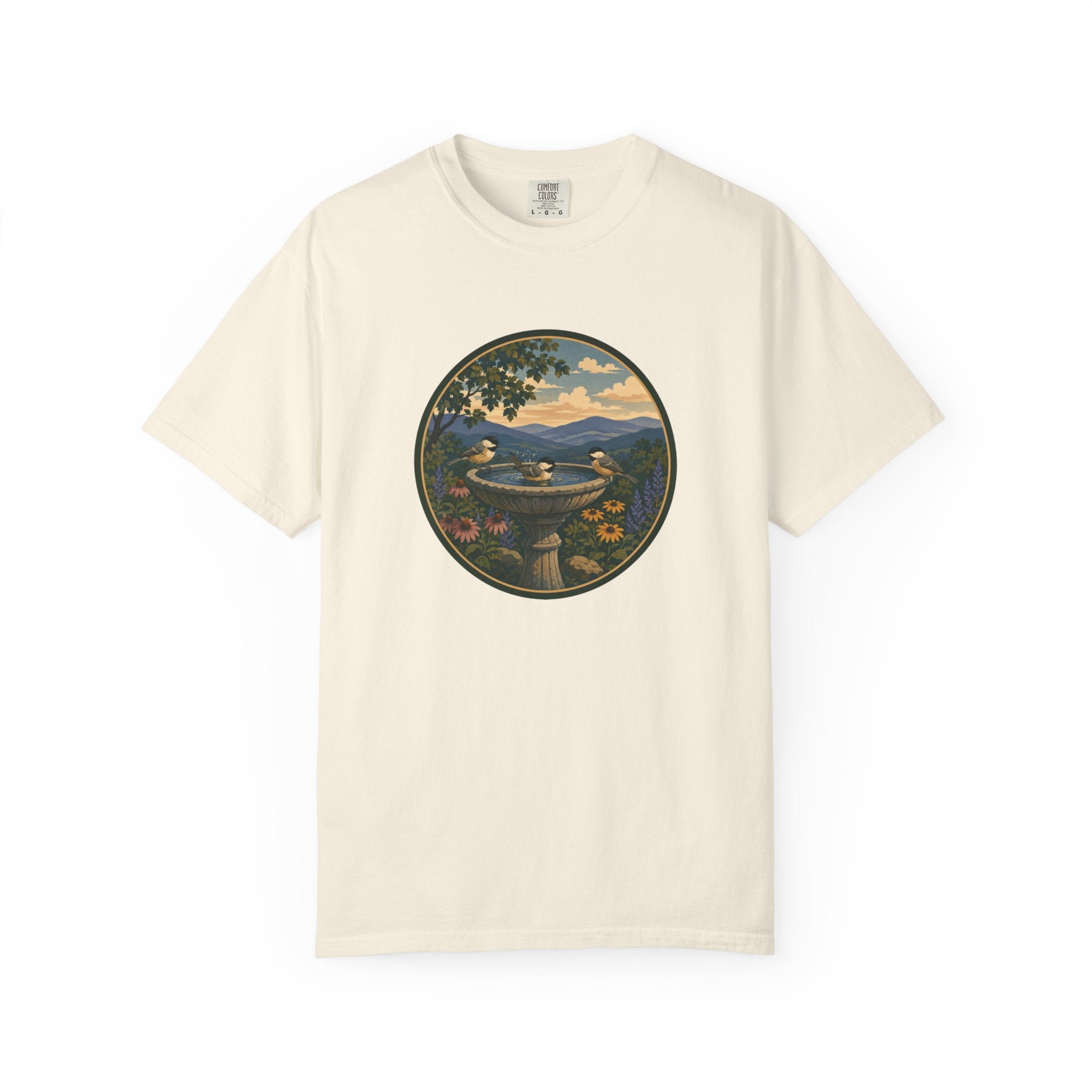 Scenic Birdbath Landscape T-Shirt