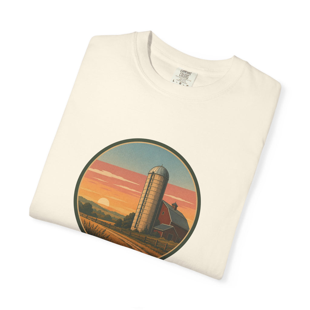 Retro Sunset Farm Silo T-Shirt