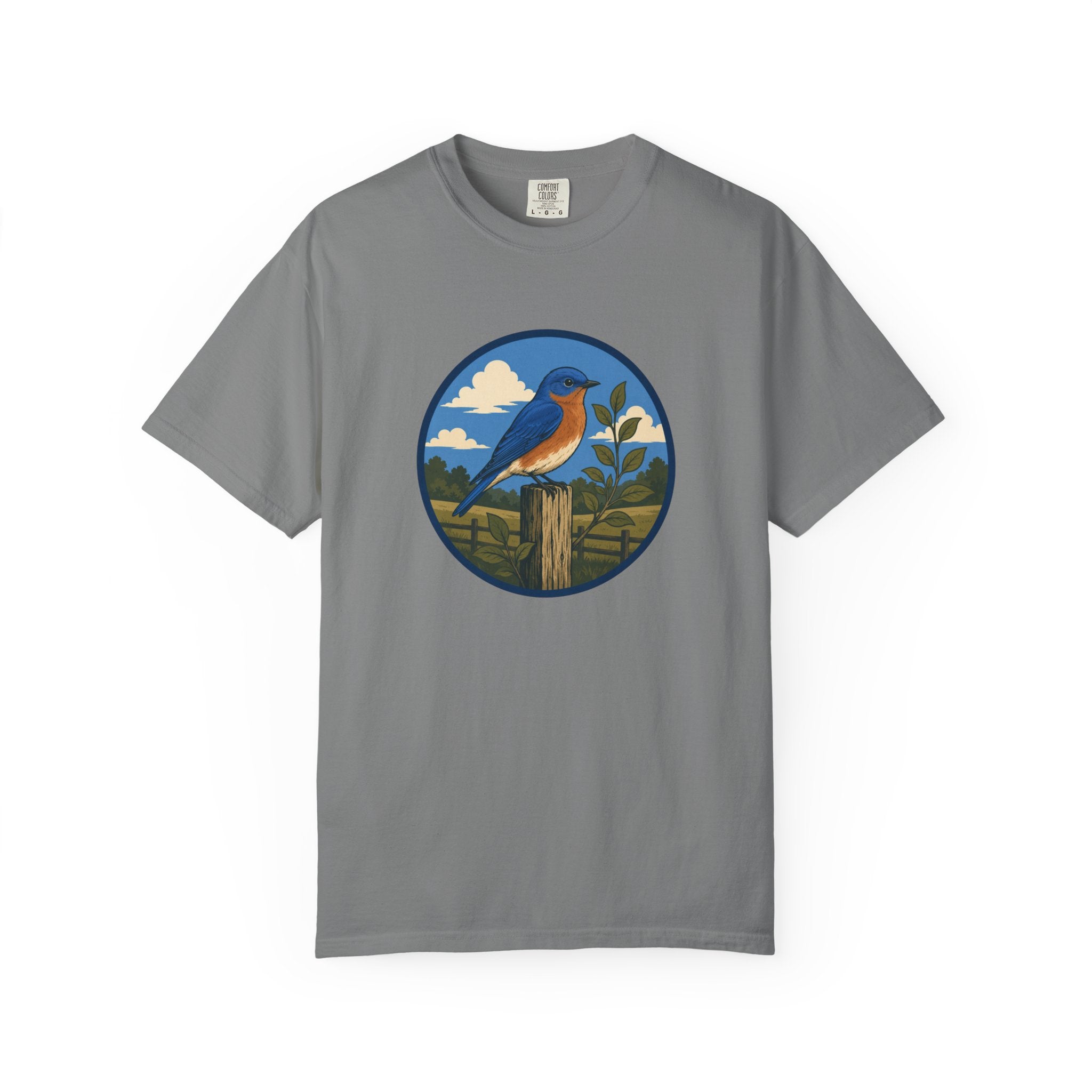 Eastern Bluebird Circle Tee — Vintage Birdwatching Graphic T-Shirt