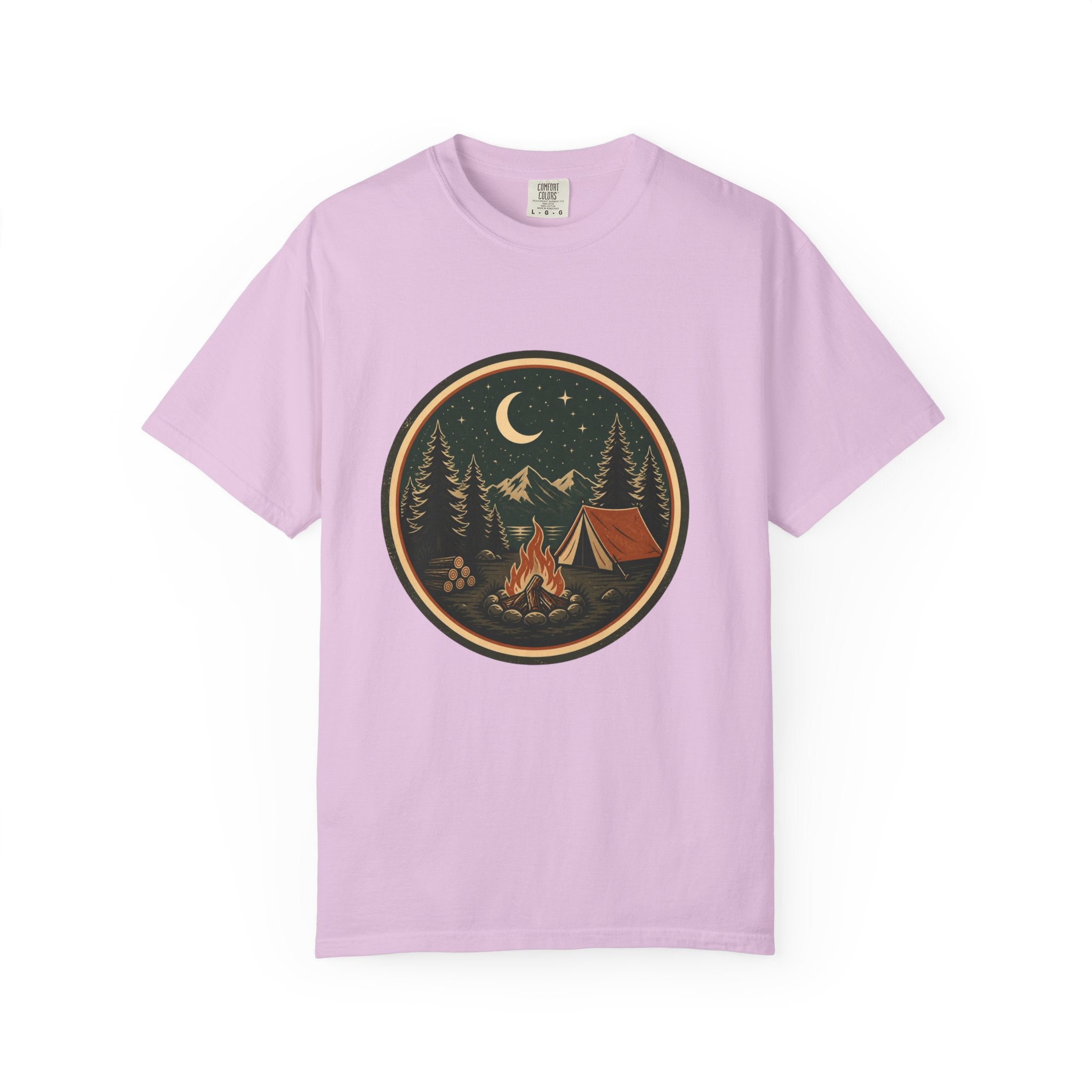 Camping Night T-Shirt — Retro Campfire & Tent Graphic