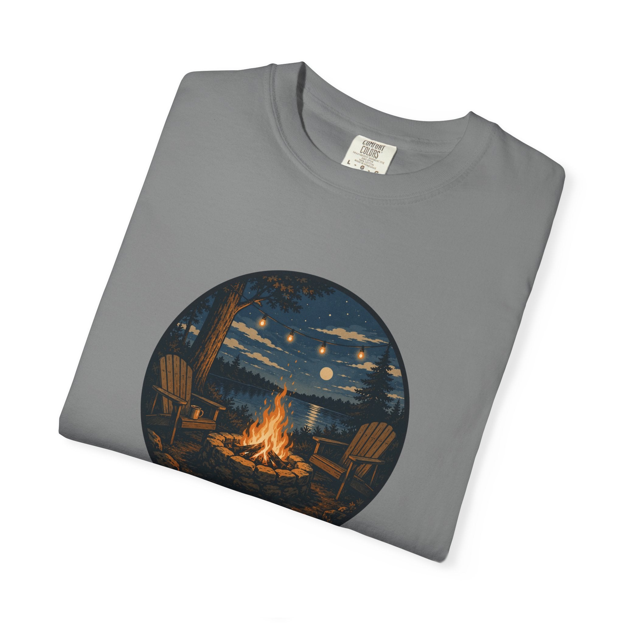 Campfire Night T-Shirt — Cozy Lakeside Bonfire Design