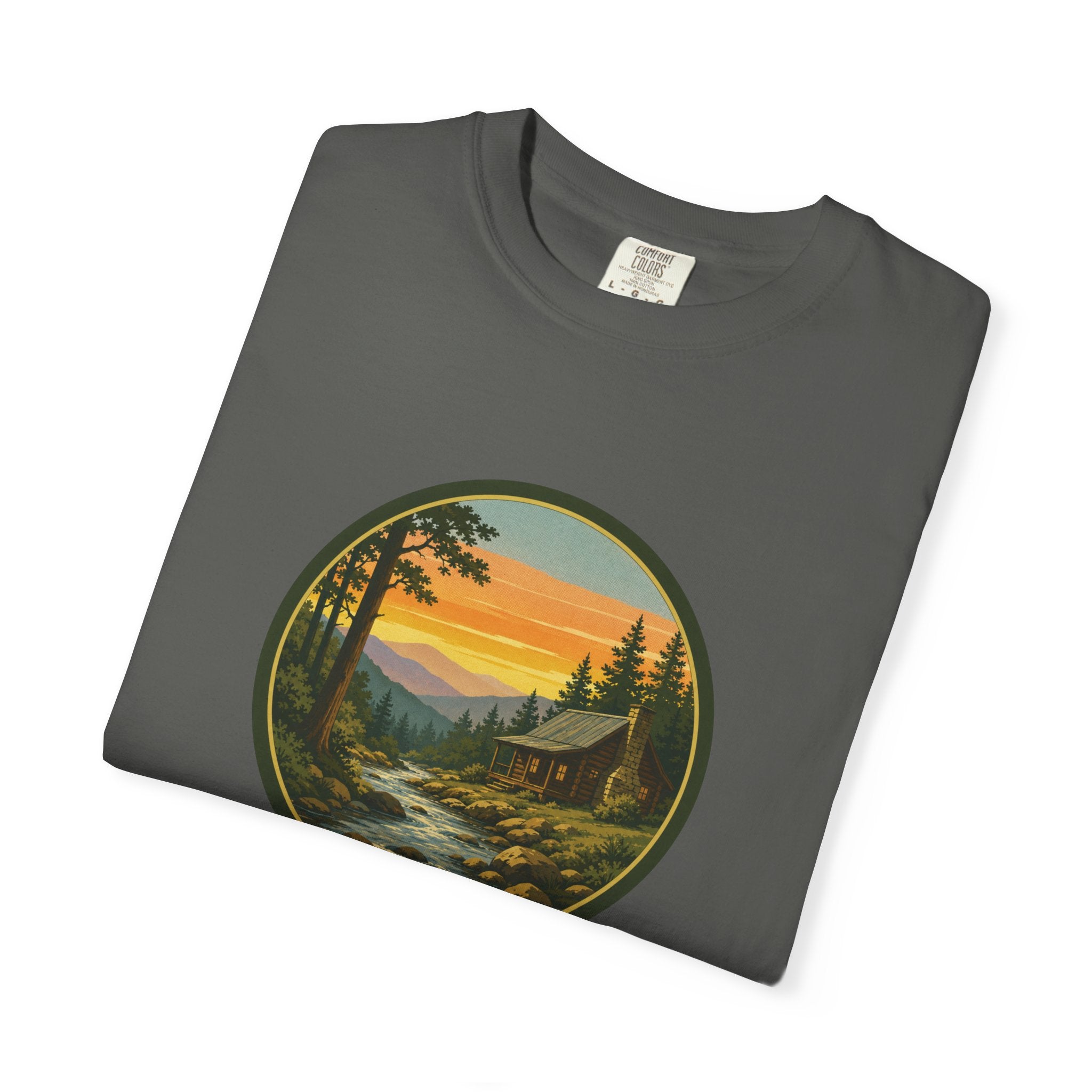 Nature Sunset River T-Shirt — Vintage Mountain Cabin Scenic Tee