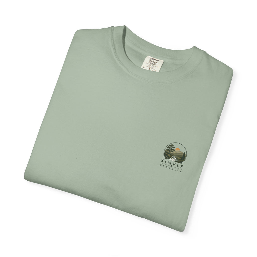 Simple Goodness Official Badge T-Shirt — Sunset Creek Landscape Tee