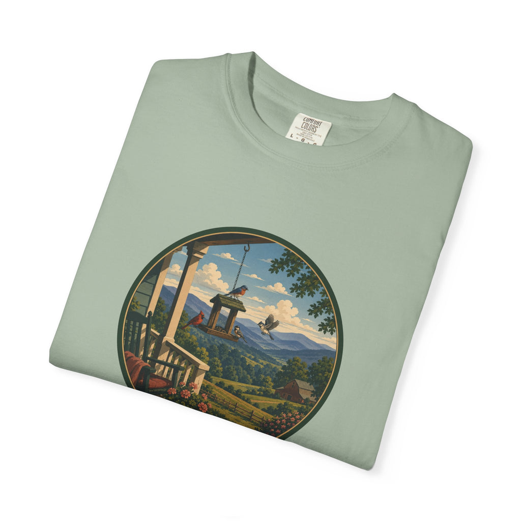 Scenic Porchview T-Shirt — Vintage Mountain Landscape Print