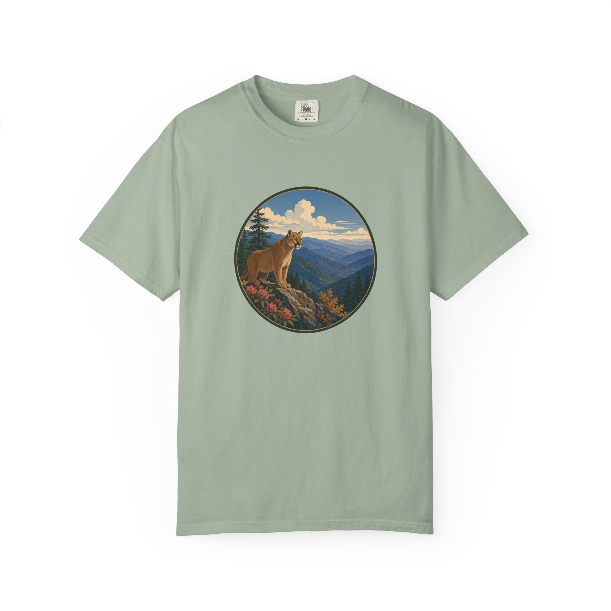 Mountain Lion Scenic T-Shirt — Vintage Nature Wildlife Graphic