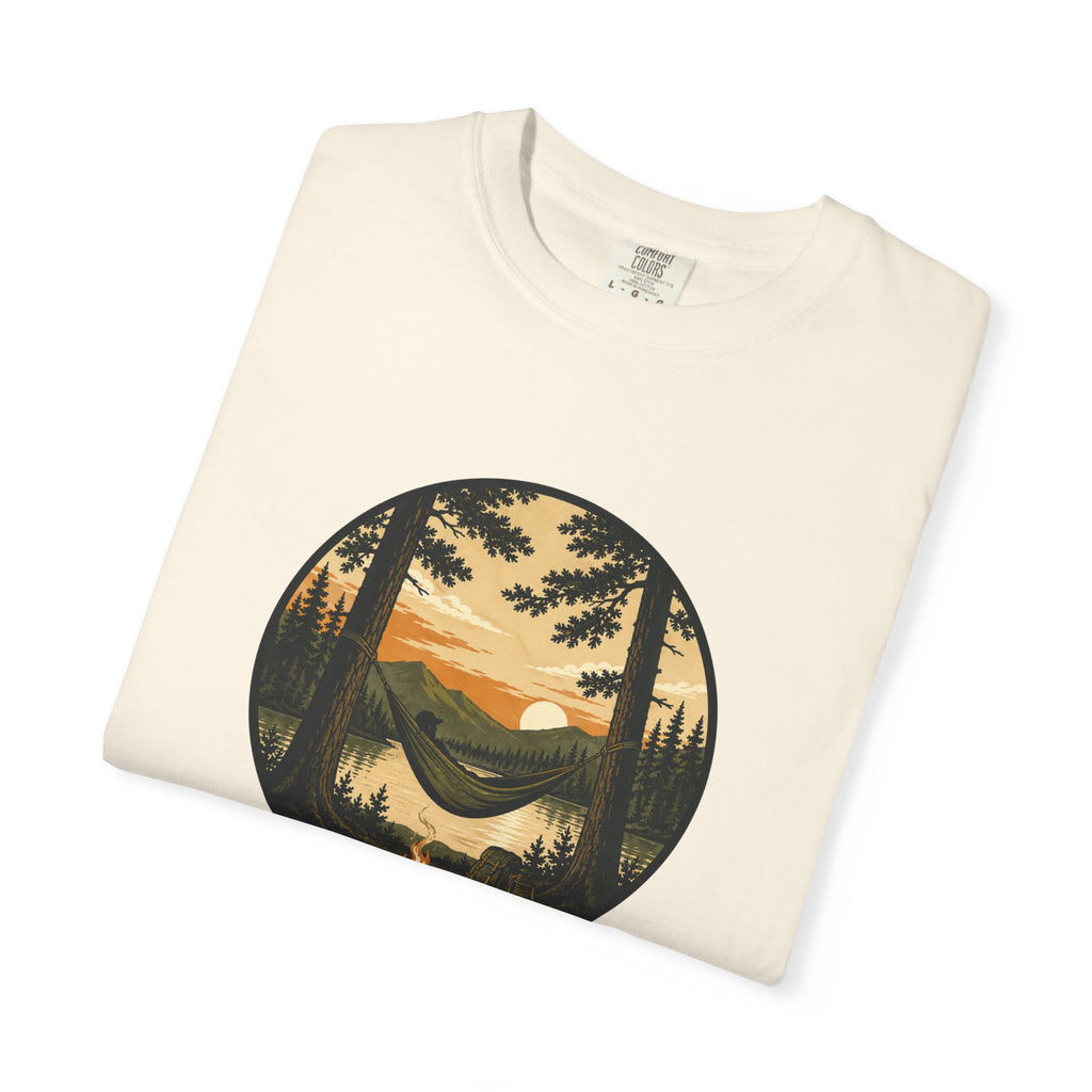 Vintage Mountain Lake T-Shirt — Sunset Forest Camper Tee