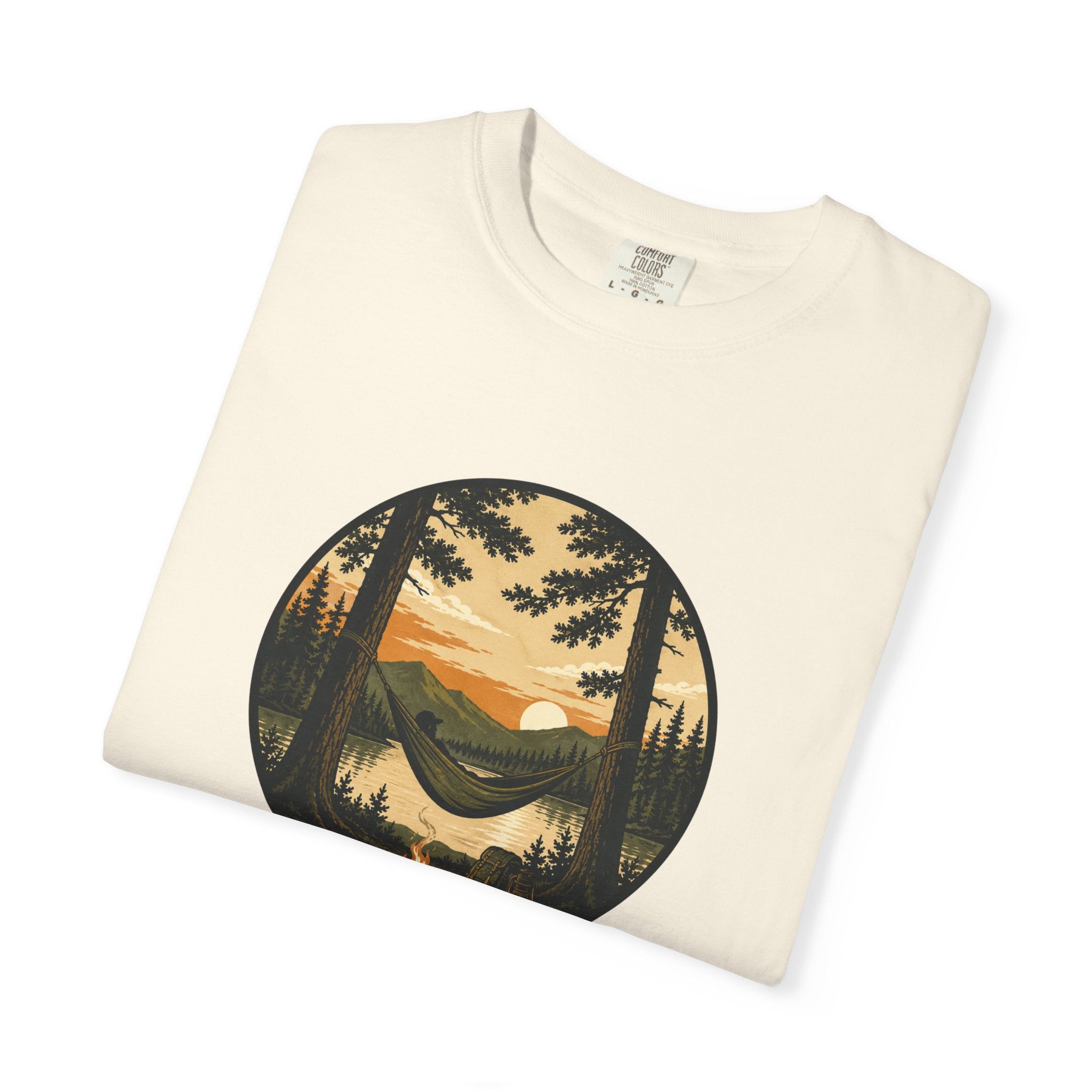 Vintage Mountain Lake T-Shirt — Sunset Forest Camper Tee
