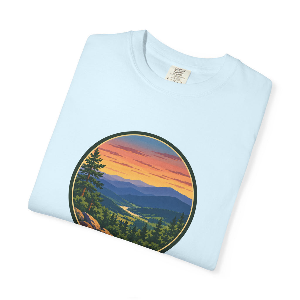 Retro Mountain Sunset T-Shirt — Scenic Blue Ridge Mountain Tee