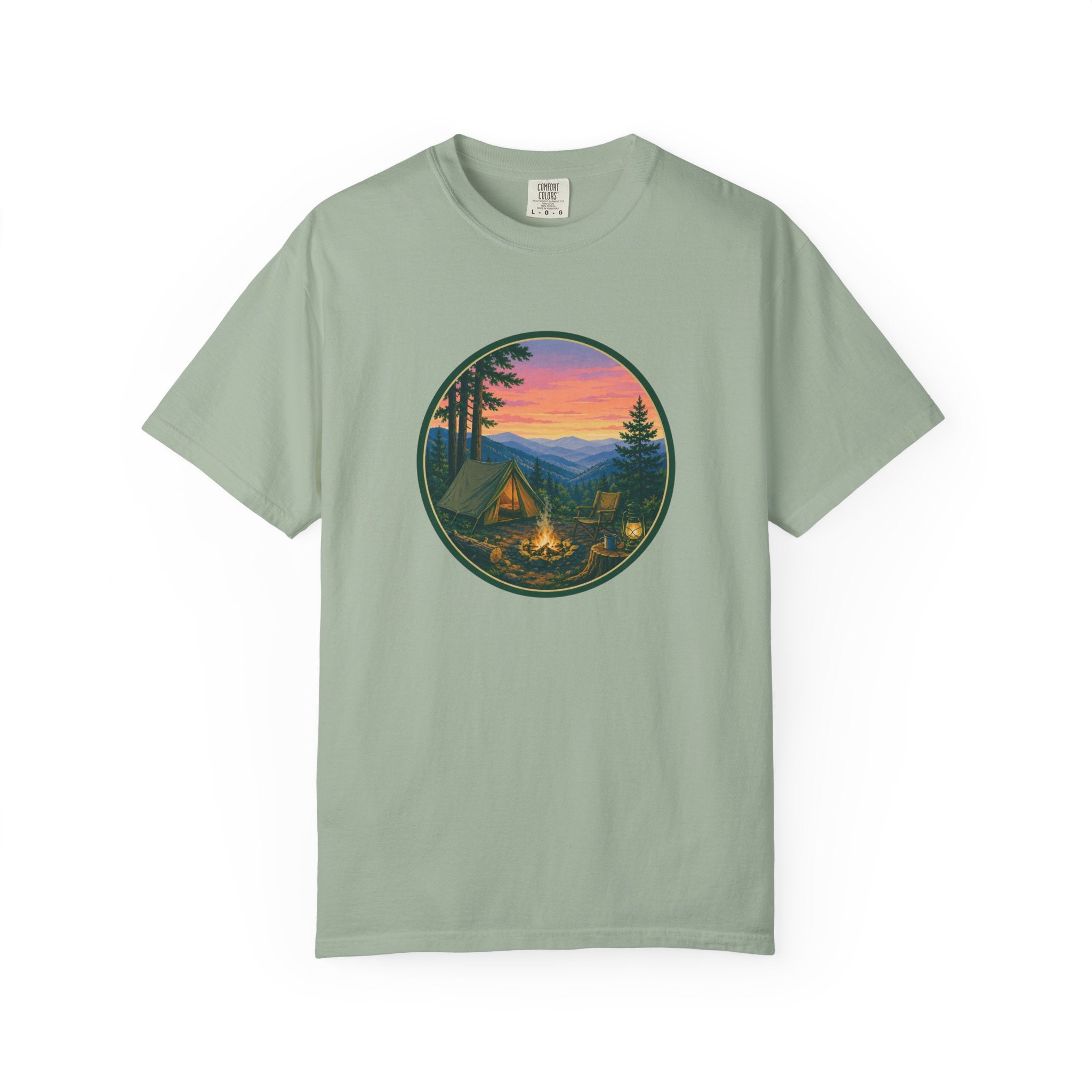 Camping Sunset T-Shirt — Vintage Campfire Scene Tee