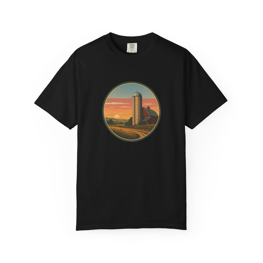 Retro Sunset Farm Silo T-Shirt
