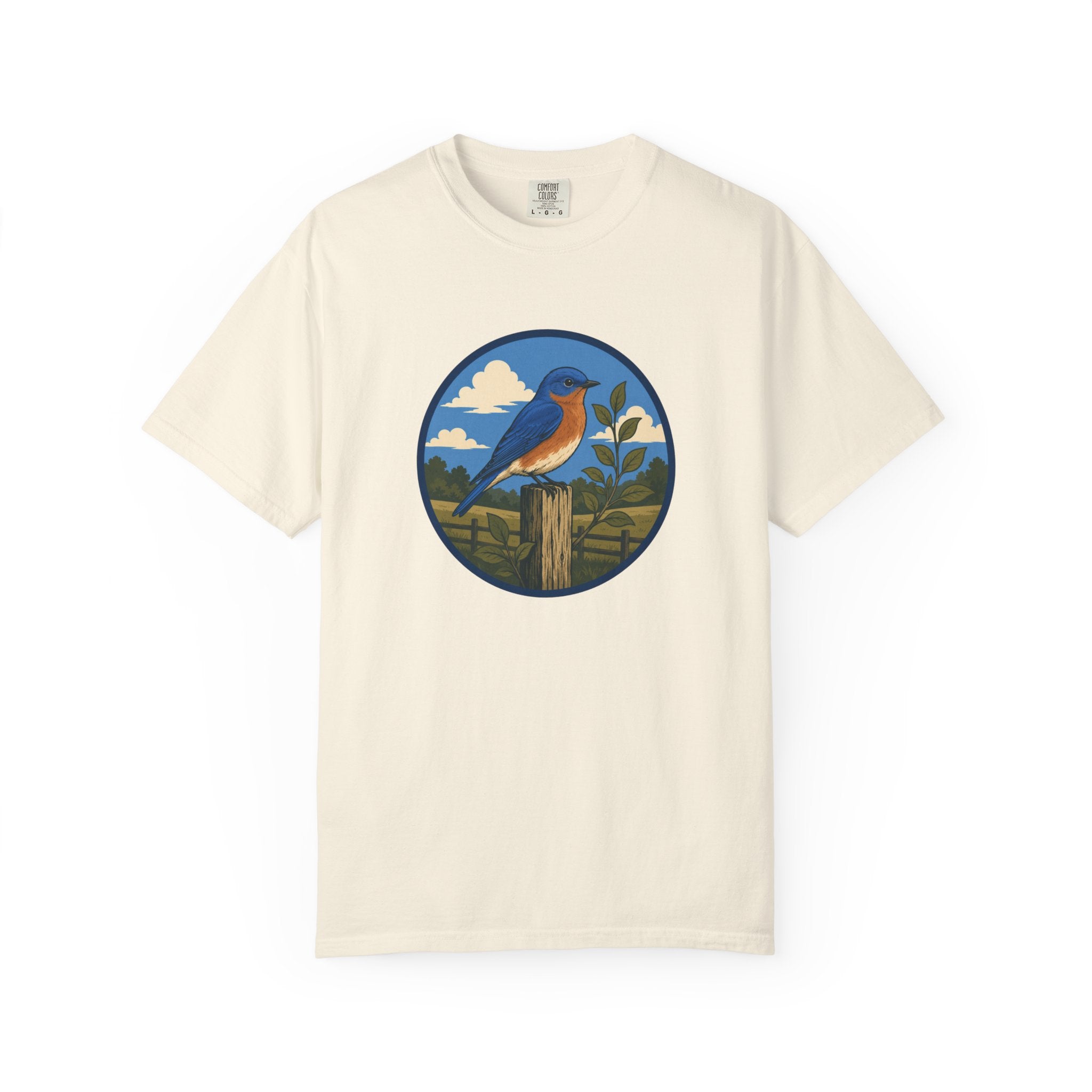 Eastern Bluebird Circle Tee — Vintage Birdwatching Graphic T-Shirt