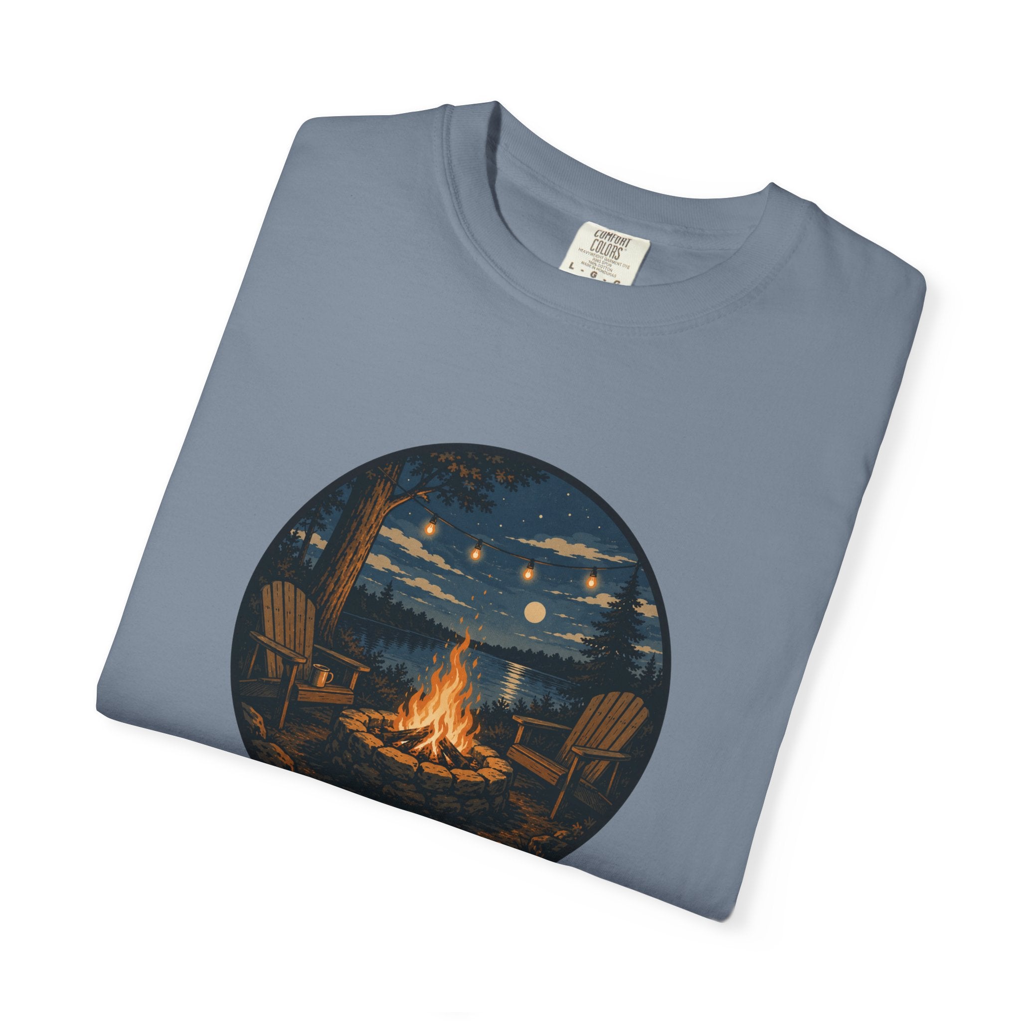 Campfire Night T-Shirt — Cozy Lakeside Bonfire Design