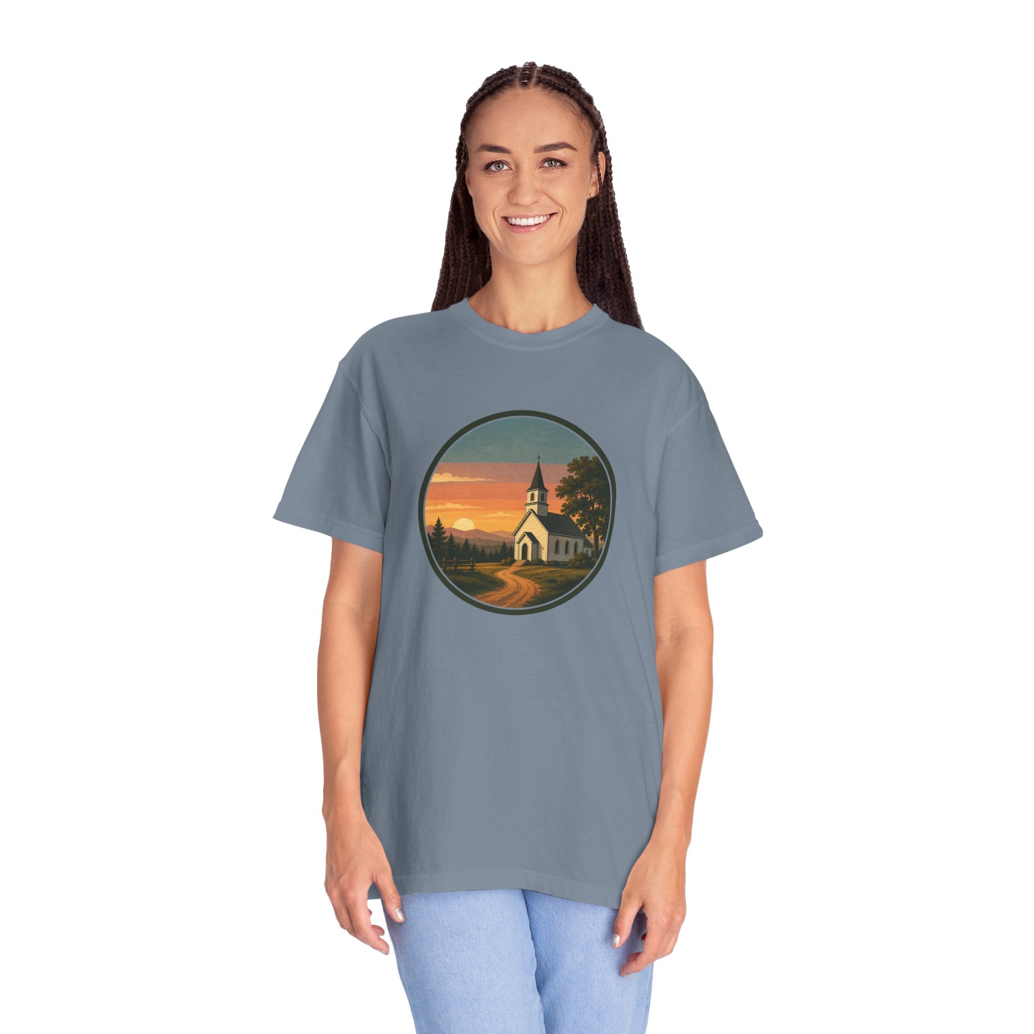 Vintage Church Sunset T-Shirt