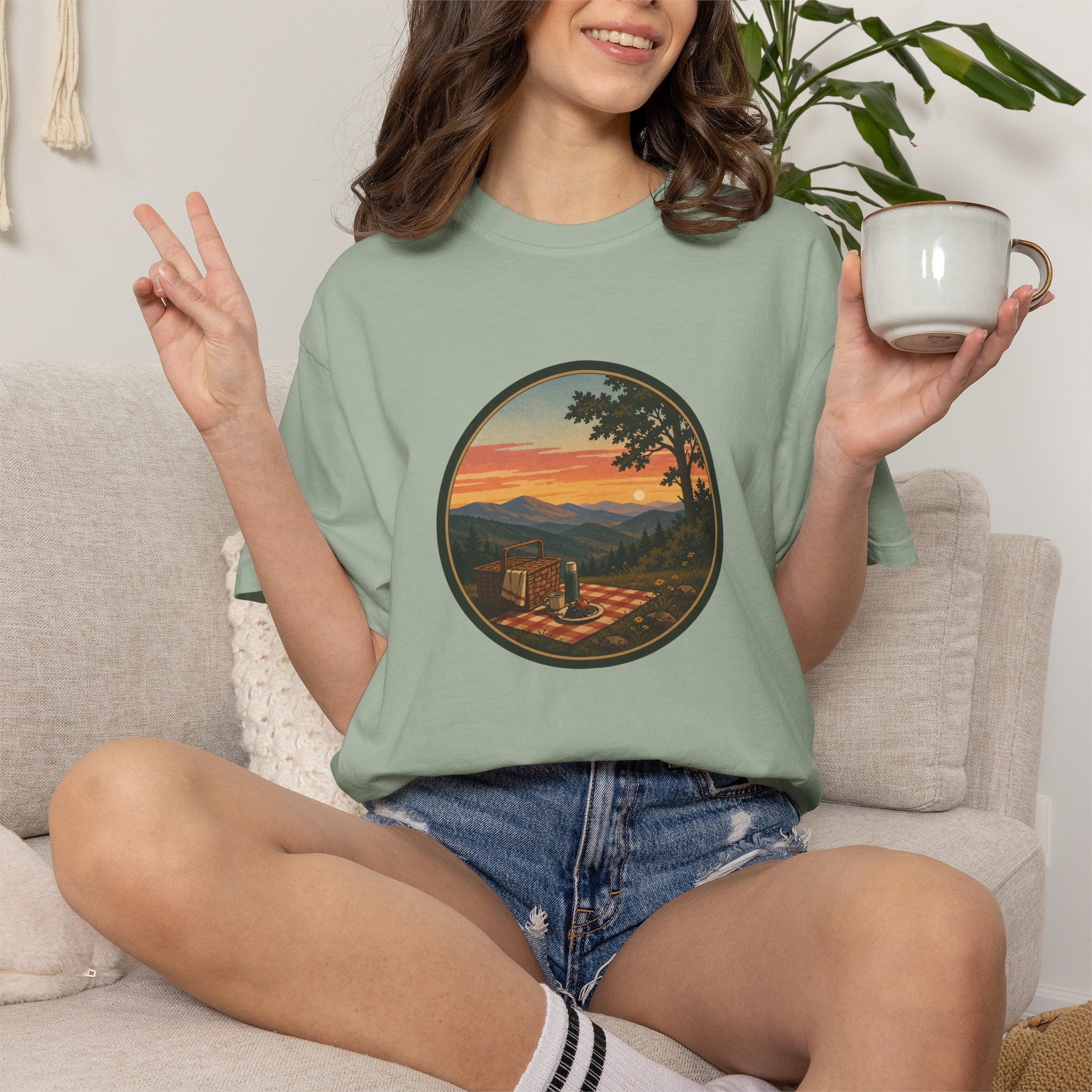 Sunset Picnic Tee — Scenic Mountain Picnic T-Shirt