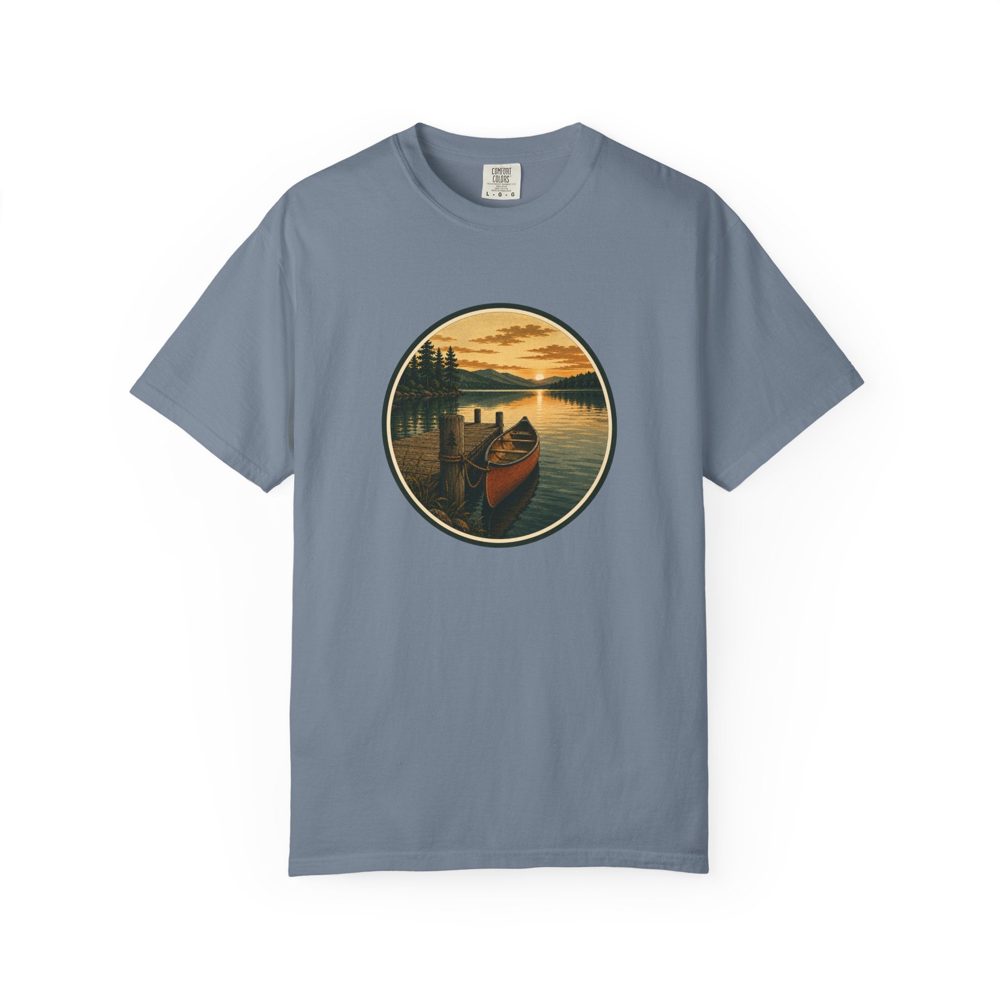 Canoe Sunset T-Shirt — Vintage Lake Adventure Graphic