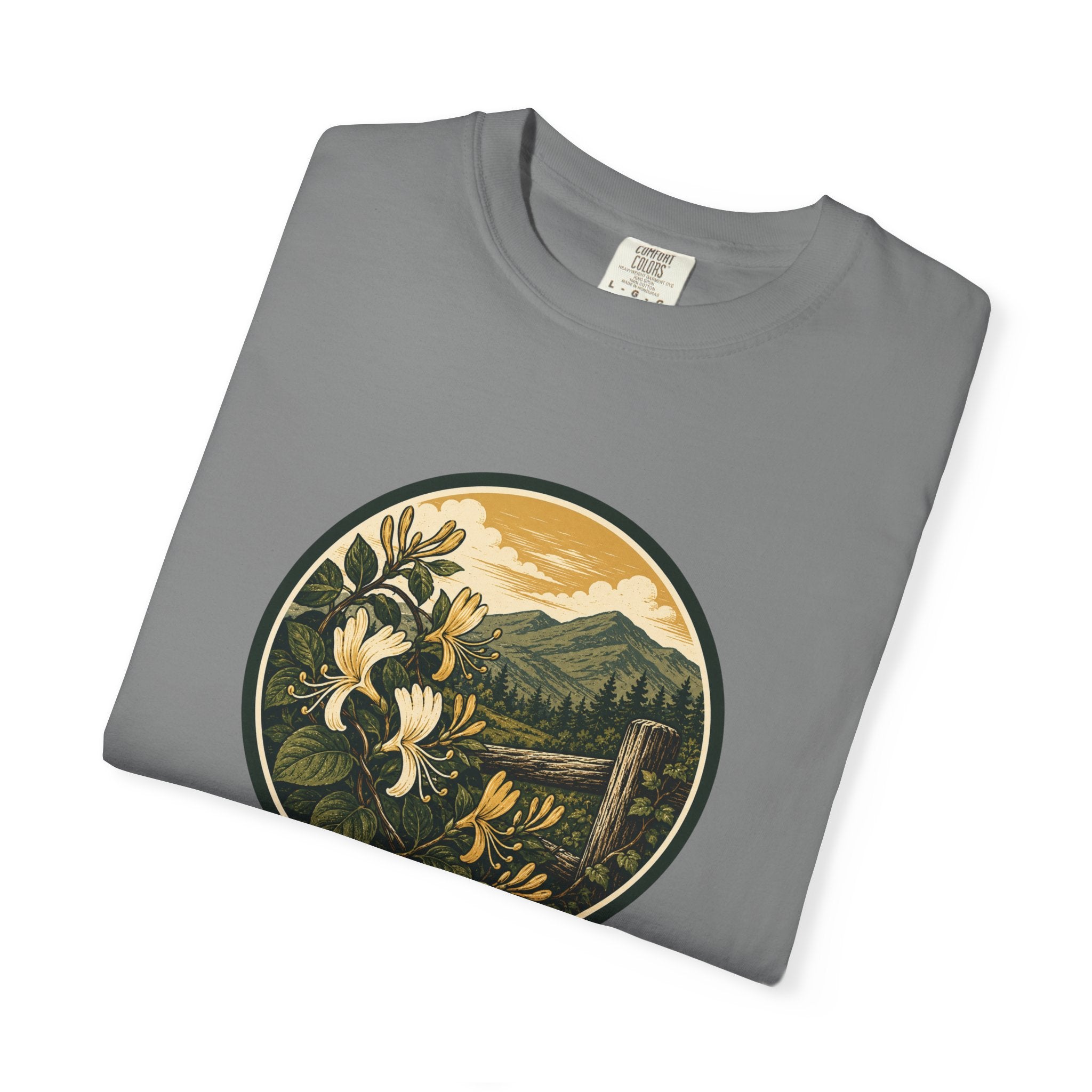 Nature Circle Graphic Tee — Mountain Honeysuckle Scenic T-Shirt