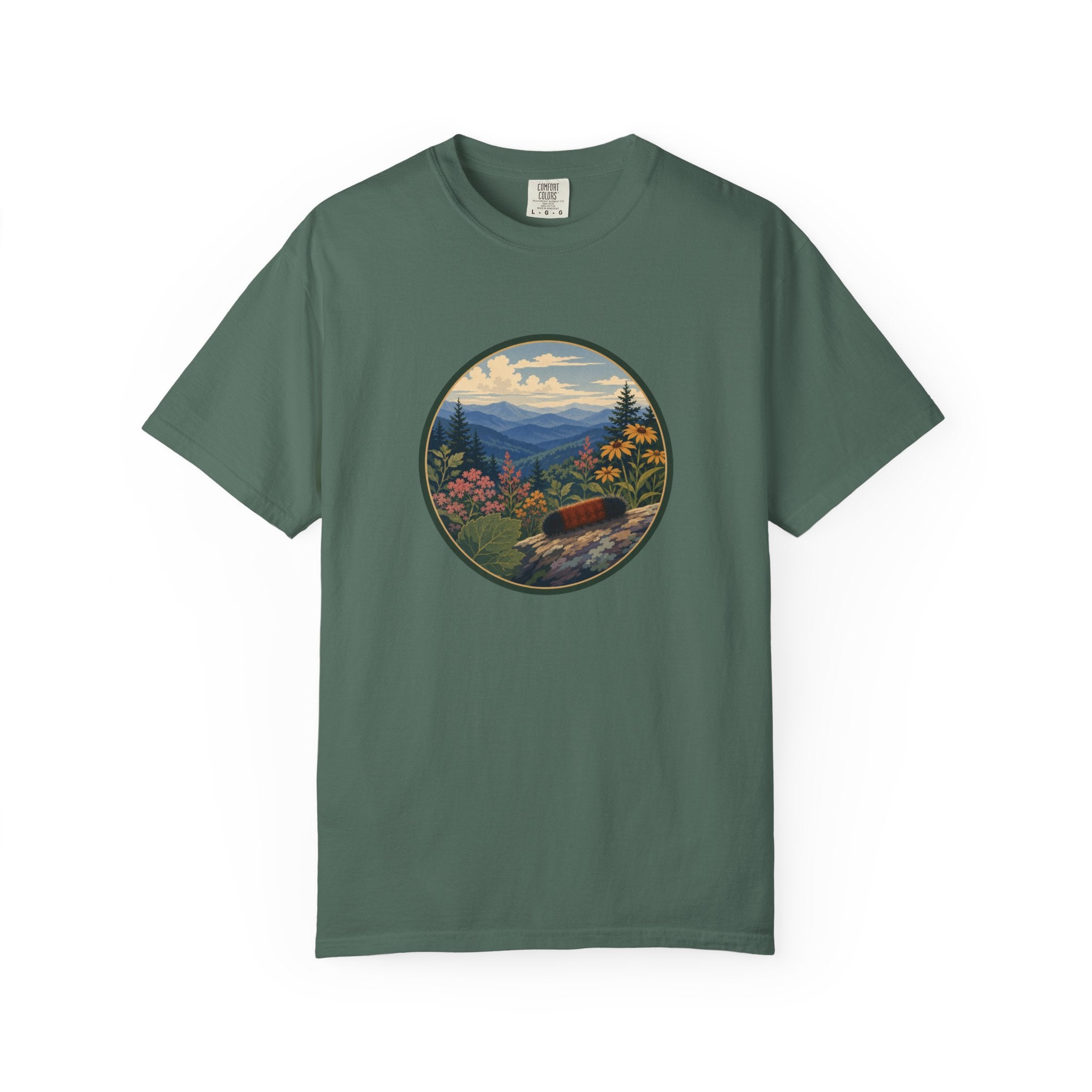 Mountain Caterpillar Scenic T-Shirt — Vintage Wilderness Nature Graphic