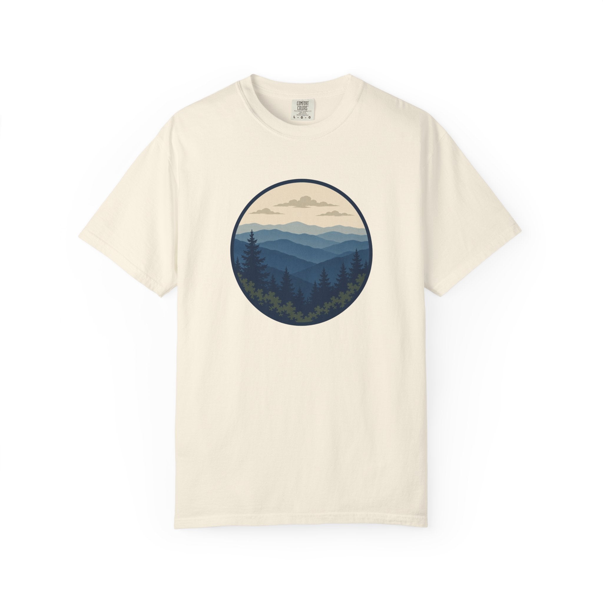 Mountain Ridge Circle T-Shirt — Scenic Forest Landscape Tee