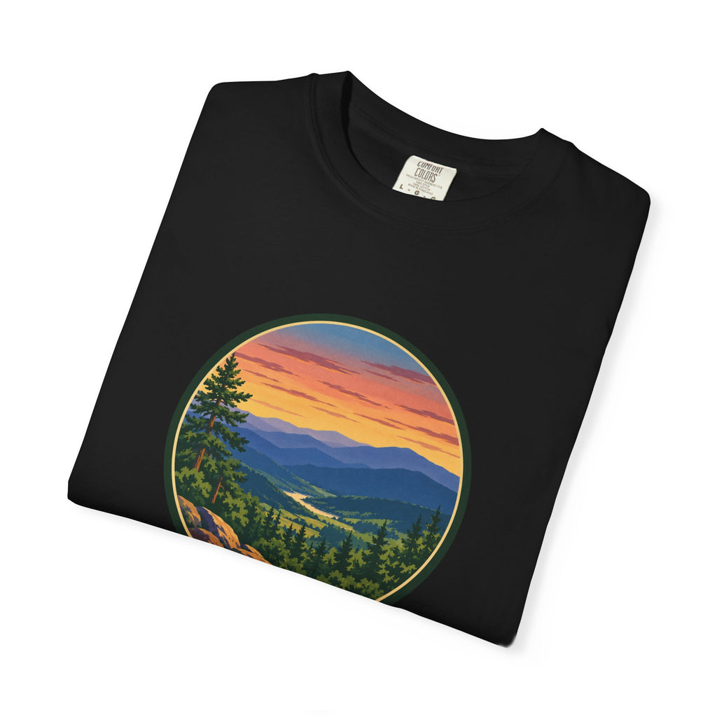 Retro Mountain Sunset T-Shirt — Scenic Blue Ridge Mountain Tee