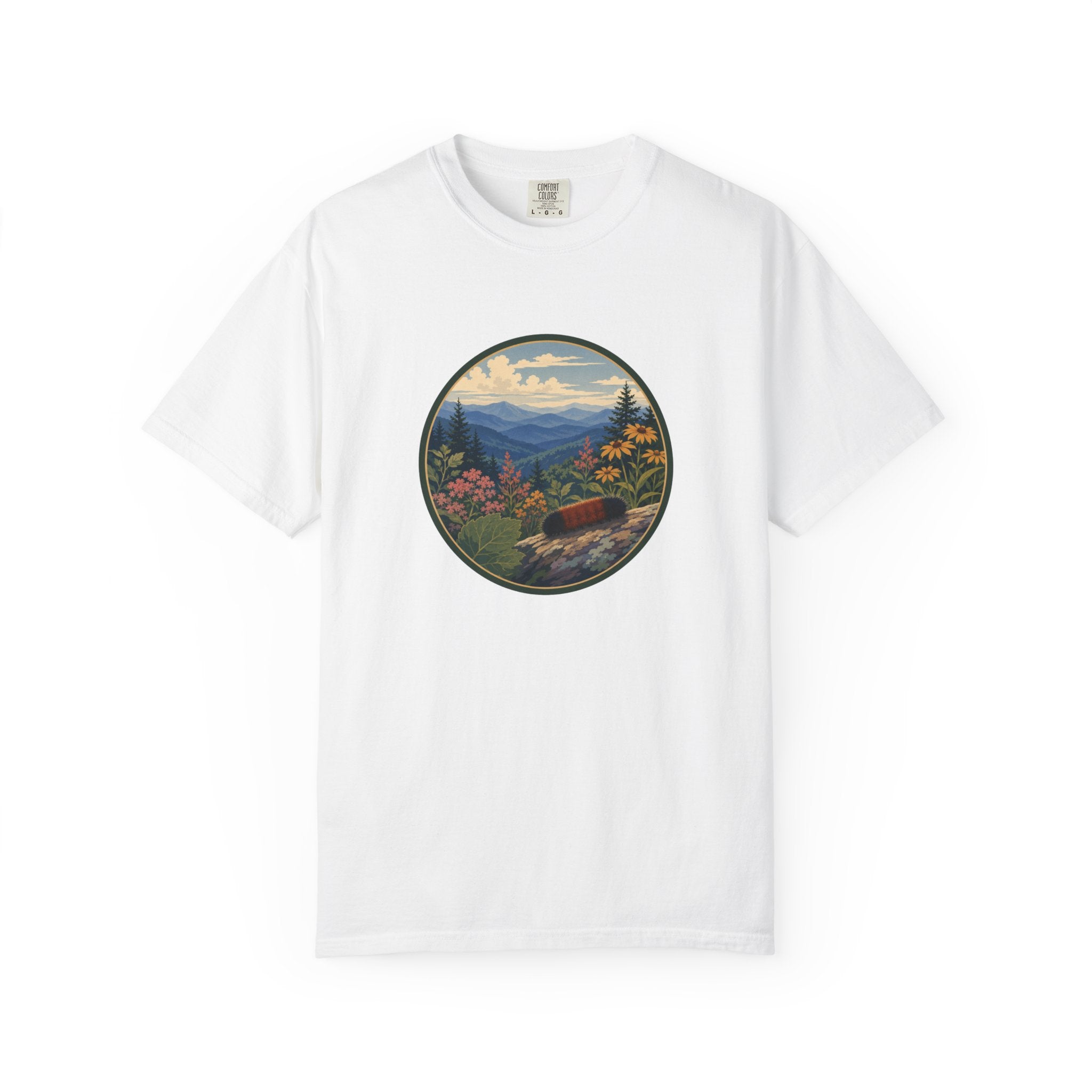 Mountain Caterpillar Scenic T-Shirt — Vintage Wilderness Nature Graphic