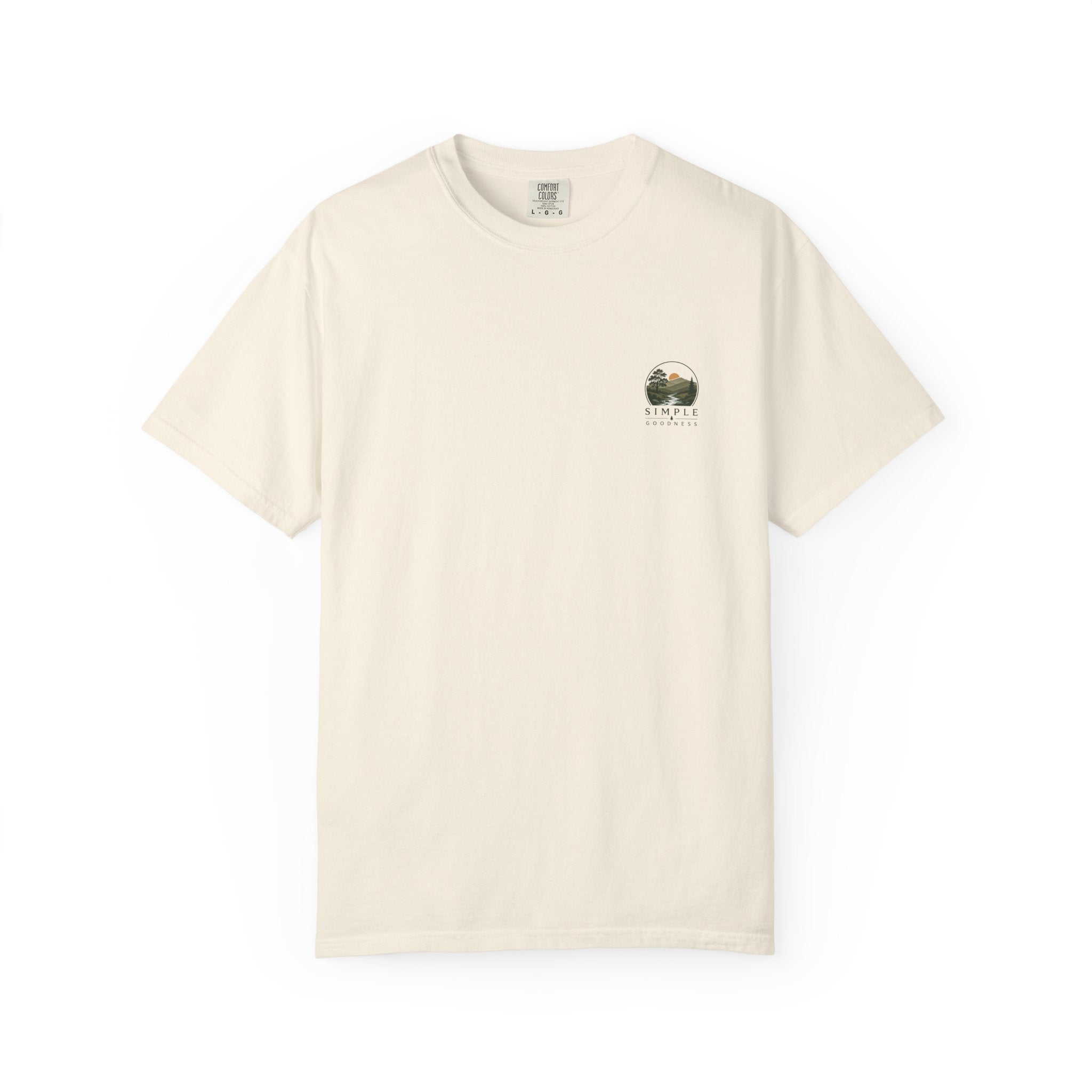 Simple Goodness Official Badge T-Shirt — Sunset Creek Landscape Tee