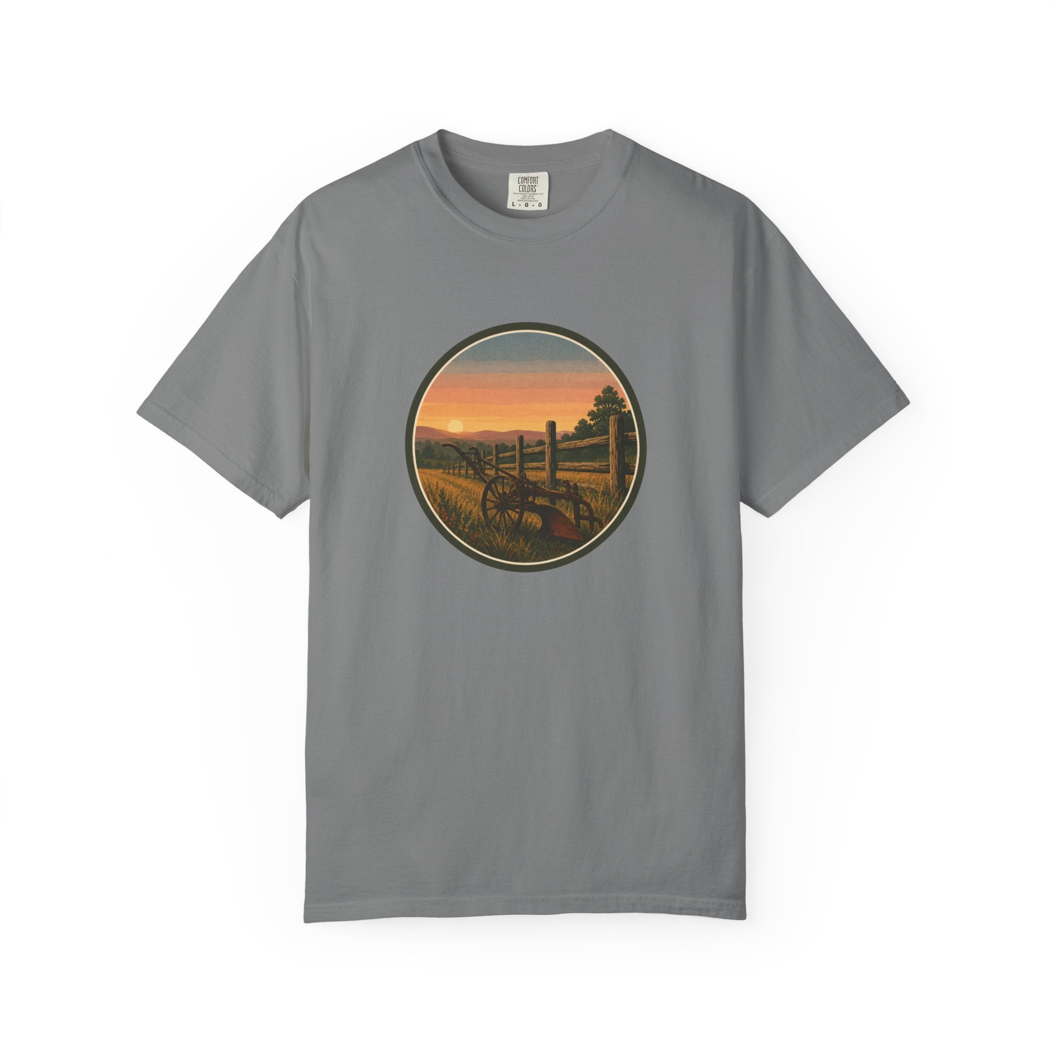 Sunset Antique Plow Landscape T-Shirt