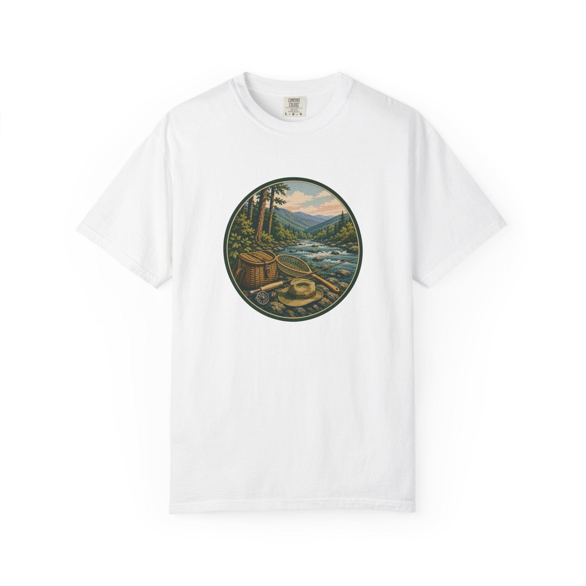 Outdoor River Fly Fishing T-Shirt — Vintage Fly Fishing Design