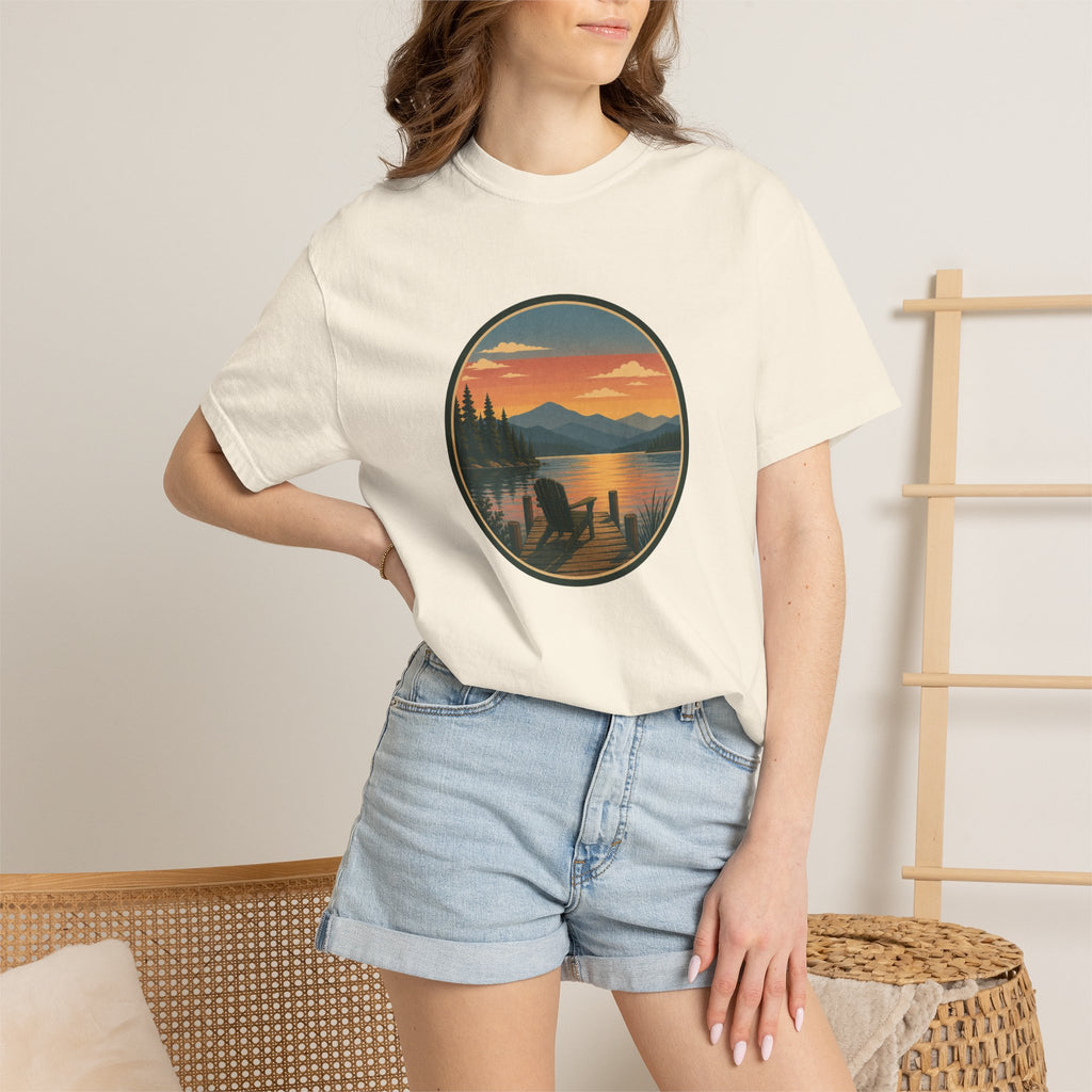 Sunset Lake Scenic T-Shirt – Mountain Dock Landscape Tee