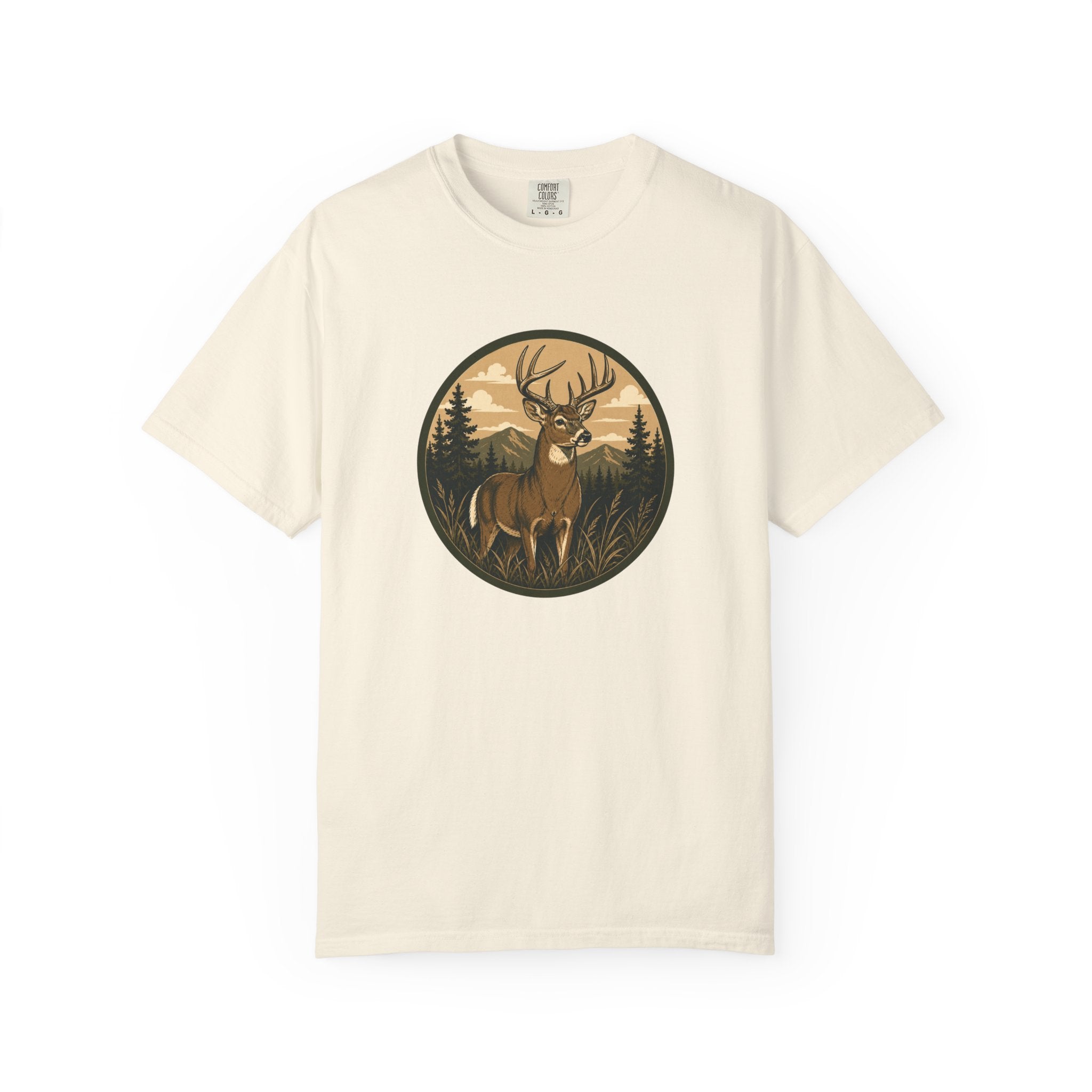 Buck in the Pines T-Shirt — Vintage Deer Forest Graphic Tee