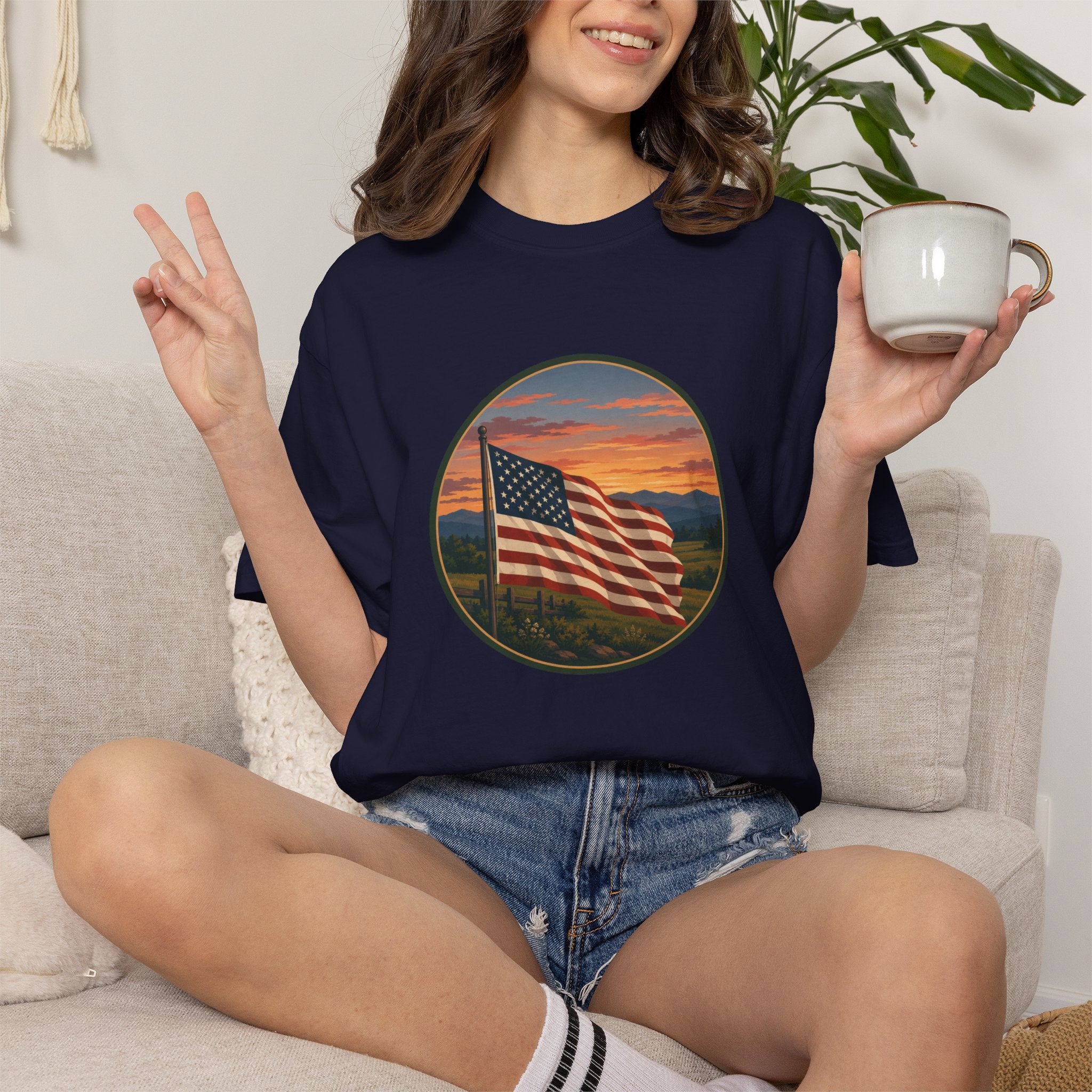 American Flag Sunset T-Shirt
