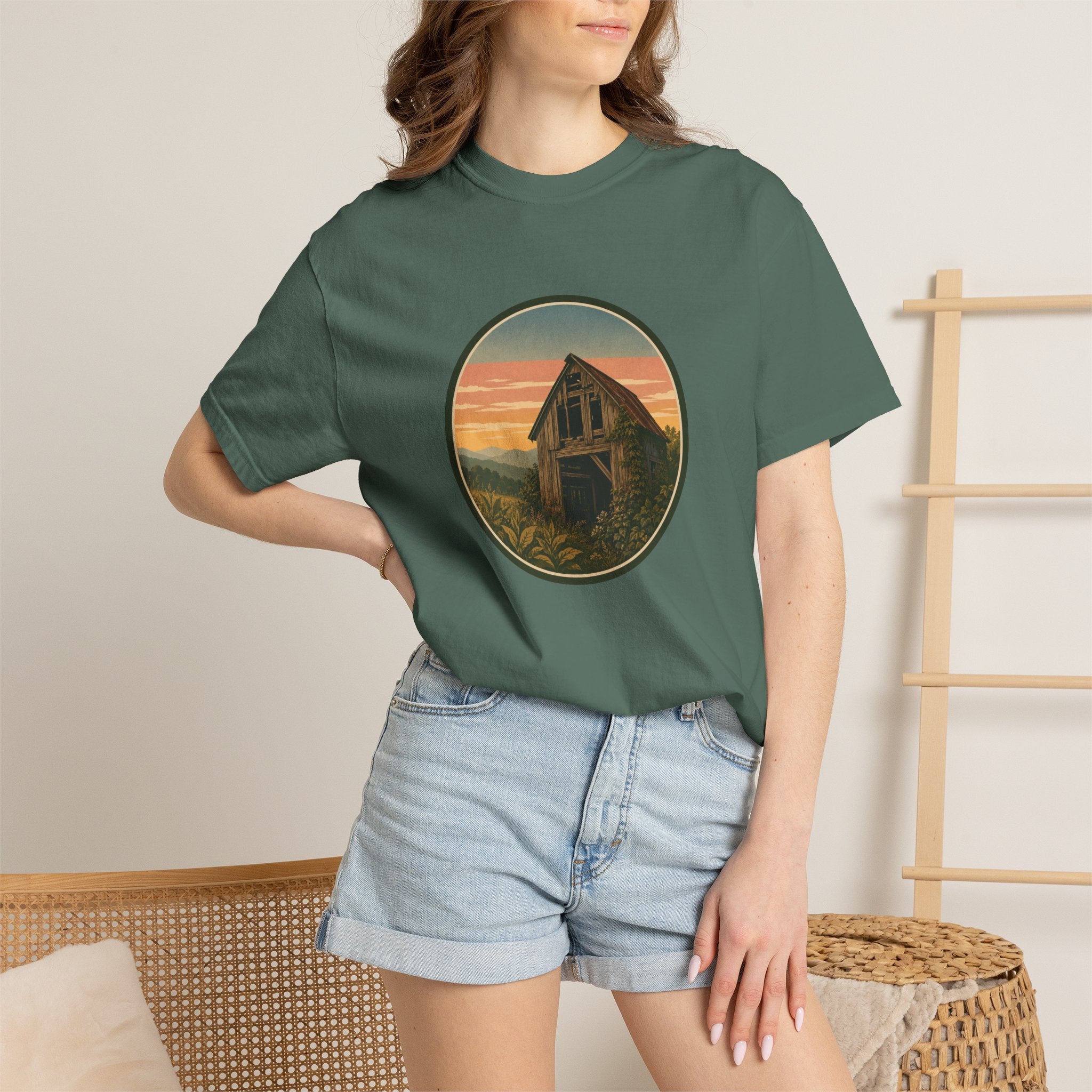 Vintage Tobacco Barn Sunset T-Shirt