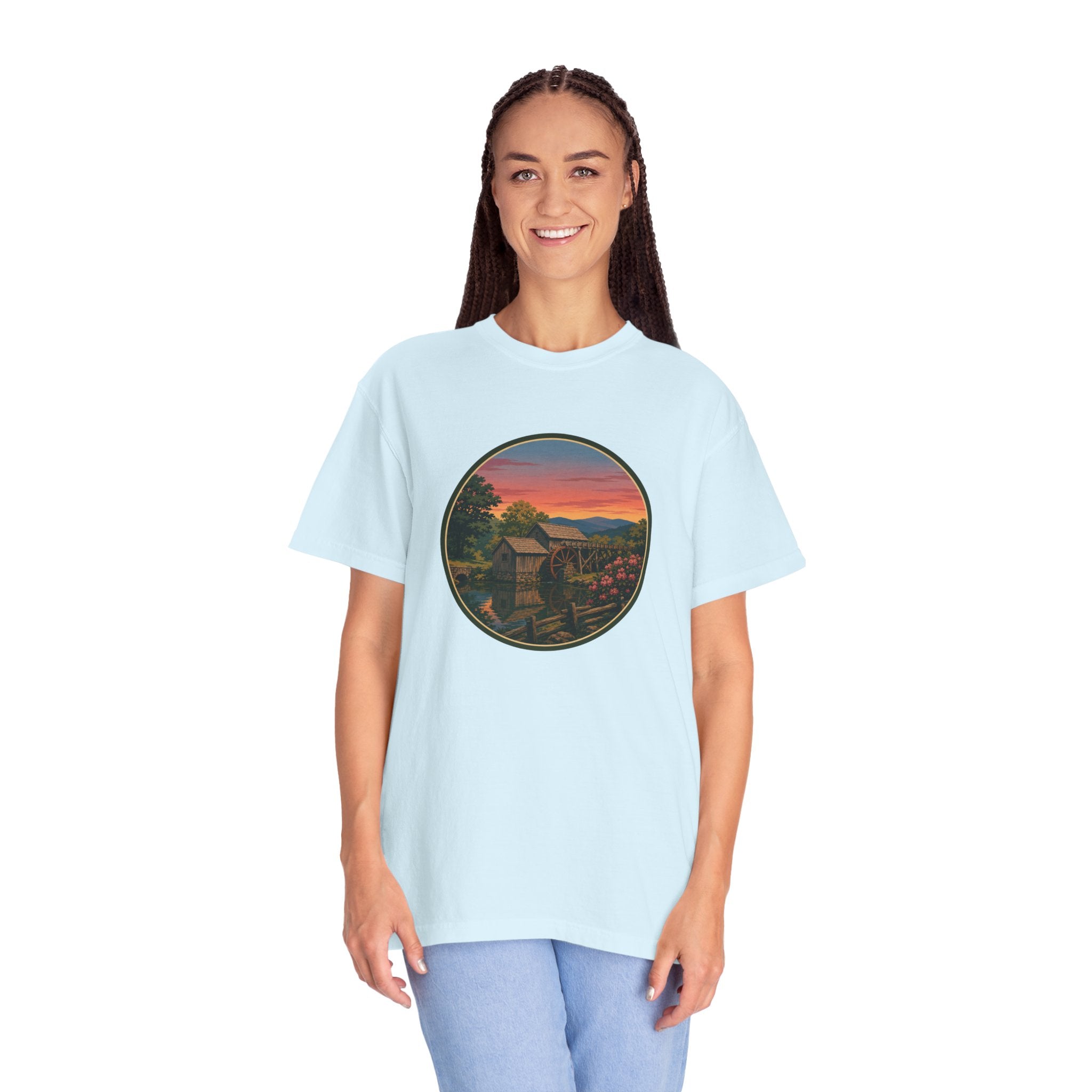 Scenic Sunset Watermill  T-Shirt