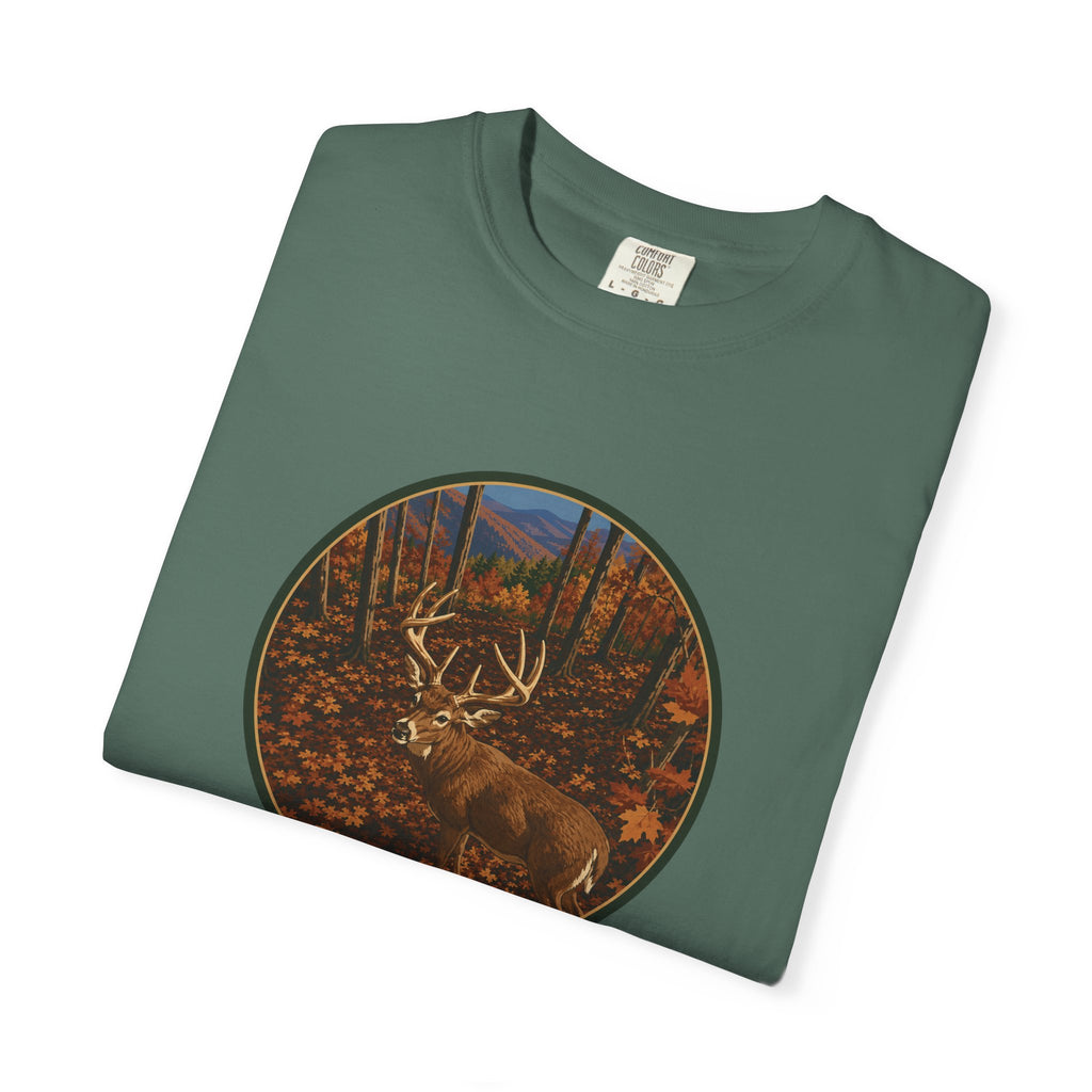 Whitetail BuckT-Shirt — Autumn Forest Deer Circle Graphic